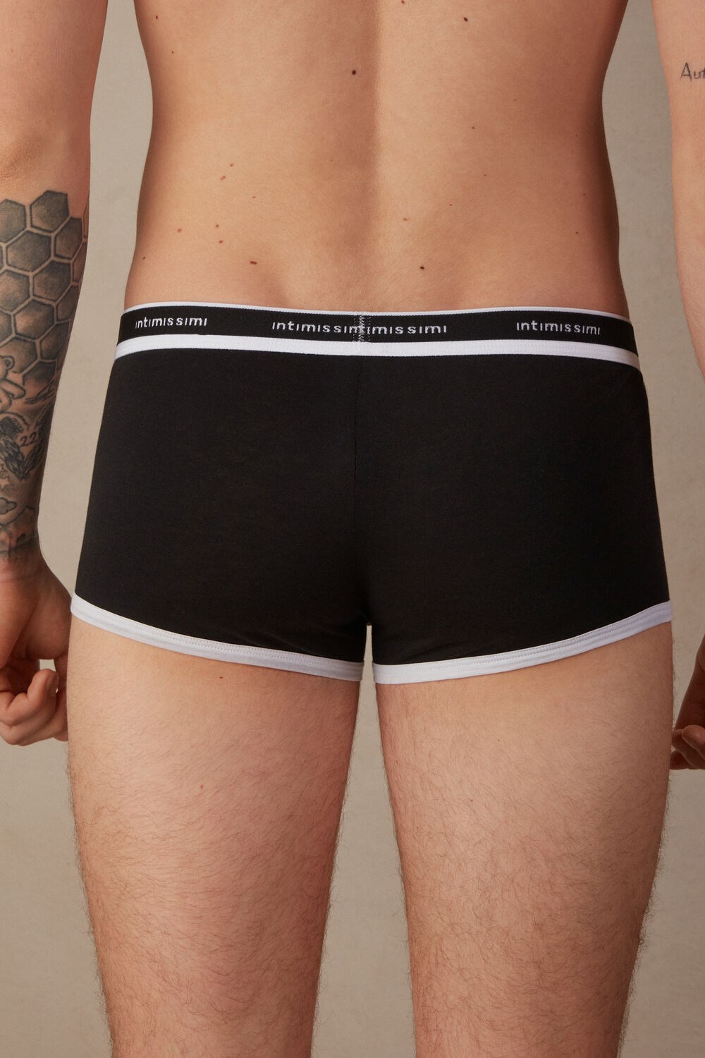 Black - 661i - Black / White Intimissimi Natural Fresh Supima® Cotton Boxers with Logo | EPOU-41097