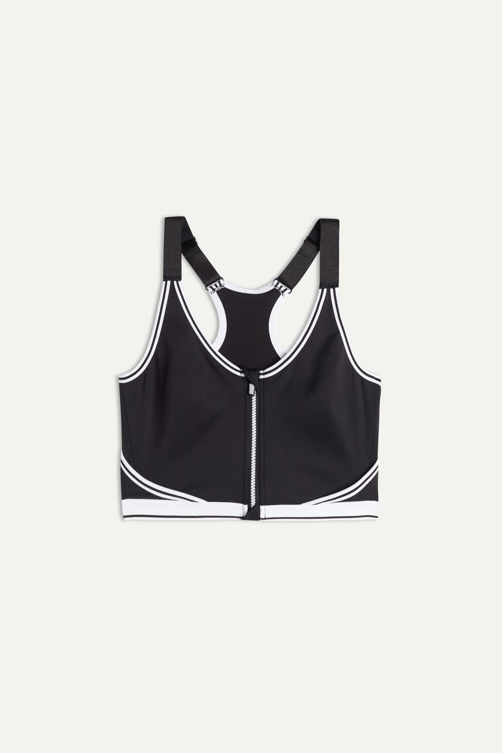 Black - 661i - Black / White Intimissimi In Action Zip Bra with Supima® Cotton Lining | SFMN-28756