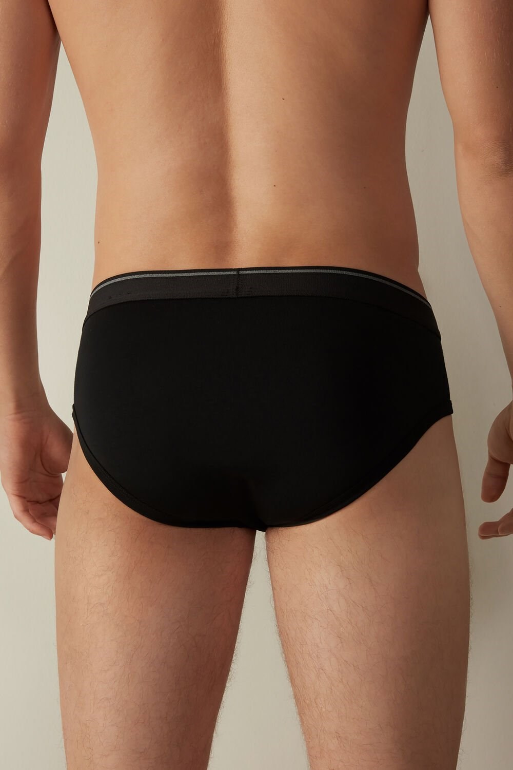 Black - 7007 - Black / Heathered Graphite Grey Intimissimi Supima Cotton Briefs with Visible Elastic | BURK-32971