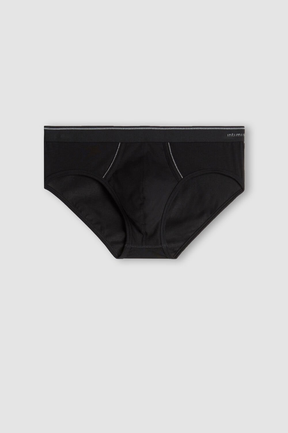 Black - 7007 - Black / Heathered Graphite Grey Intimissimi Supima Cotton Briefs with Visible Elastic | BURK-32971