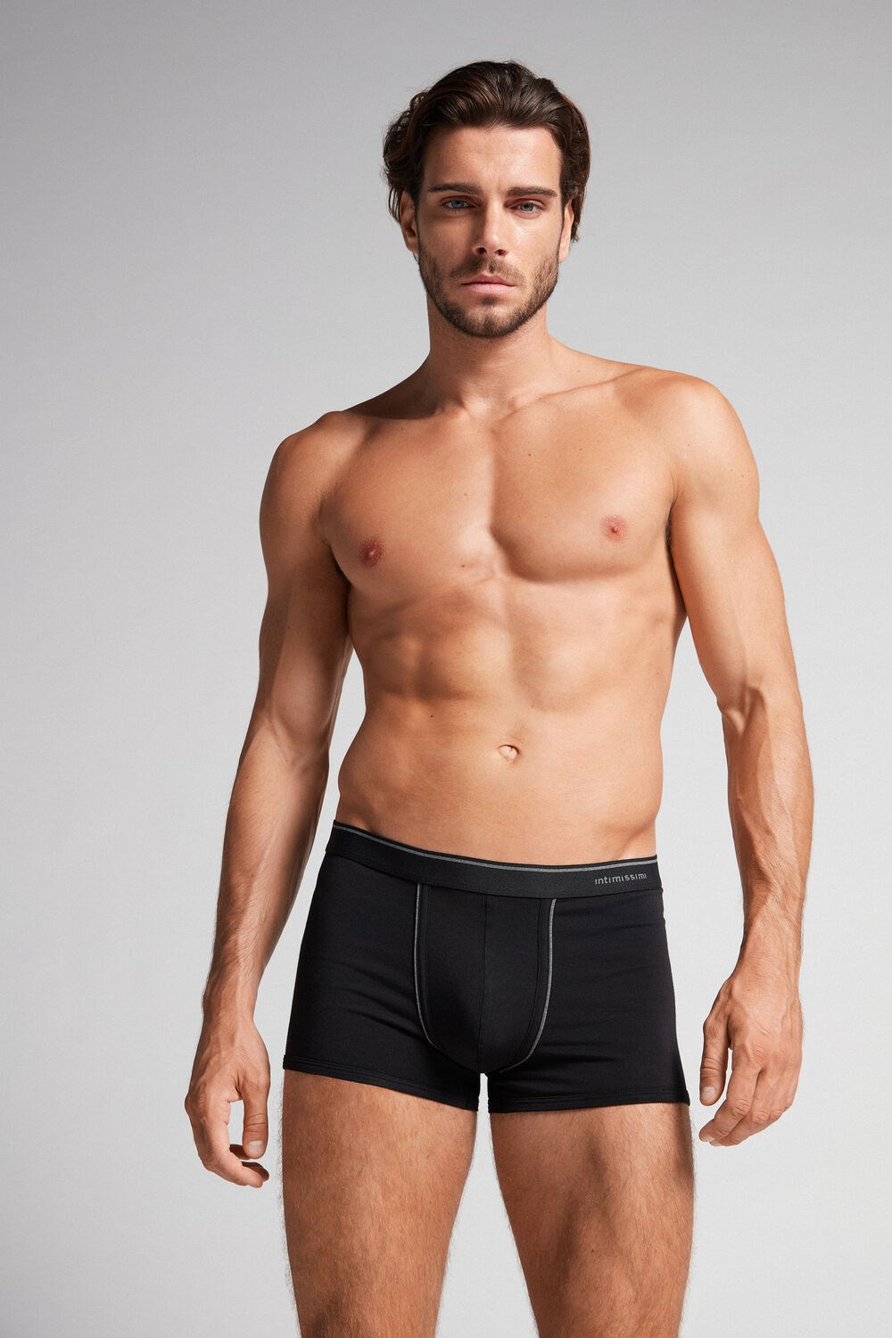 Black - 7007 - Black / Heathered Graphite Grey Intimissimi Supima® Cotton Boxers | SXGA-98035