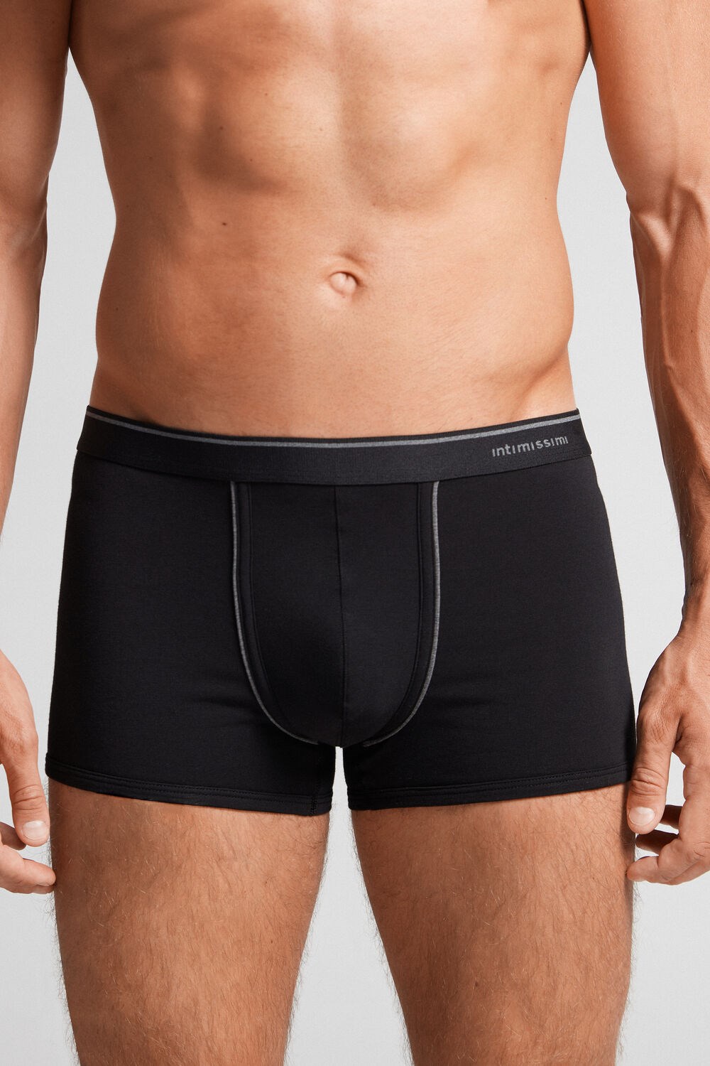 Black - 7007 - Black / Heathered Graphite Grey Intimissimi Supima® Cotton Boxers | SXGA-98035