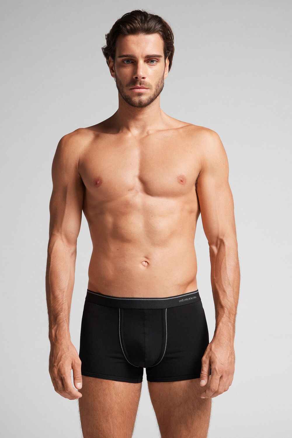 Black - 7007 - Black / Heathered Graphite Grey Intimissimi Supima® Cotton Boxers | SXGA-98035