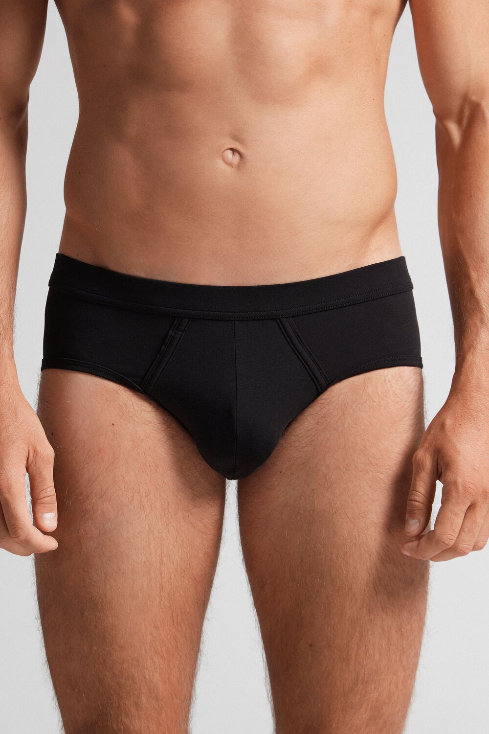 Black - 7007 - Black / Heathered Graphite Grey Intimissimi Natural Fresh Supima® Cotton Briefs | URTD-54803