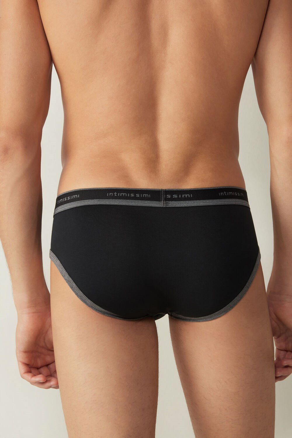 Black Intimissimi Stretch Supima® Cotton Brief with Logo Detail | YTOI-97023