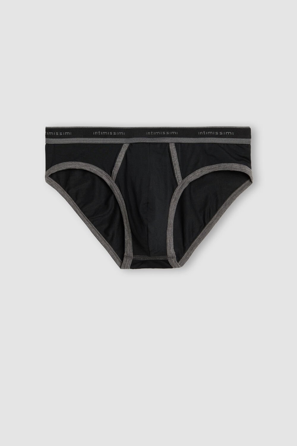 Black Intimissimi Stretch Supima® Cotton Brief with Logo Detail | YTOI-97023