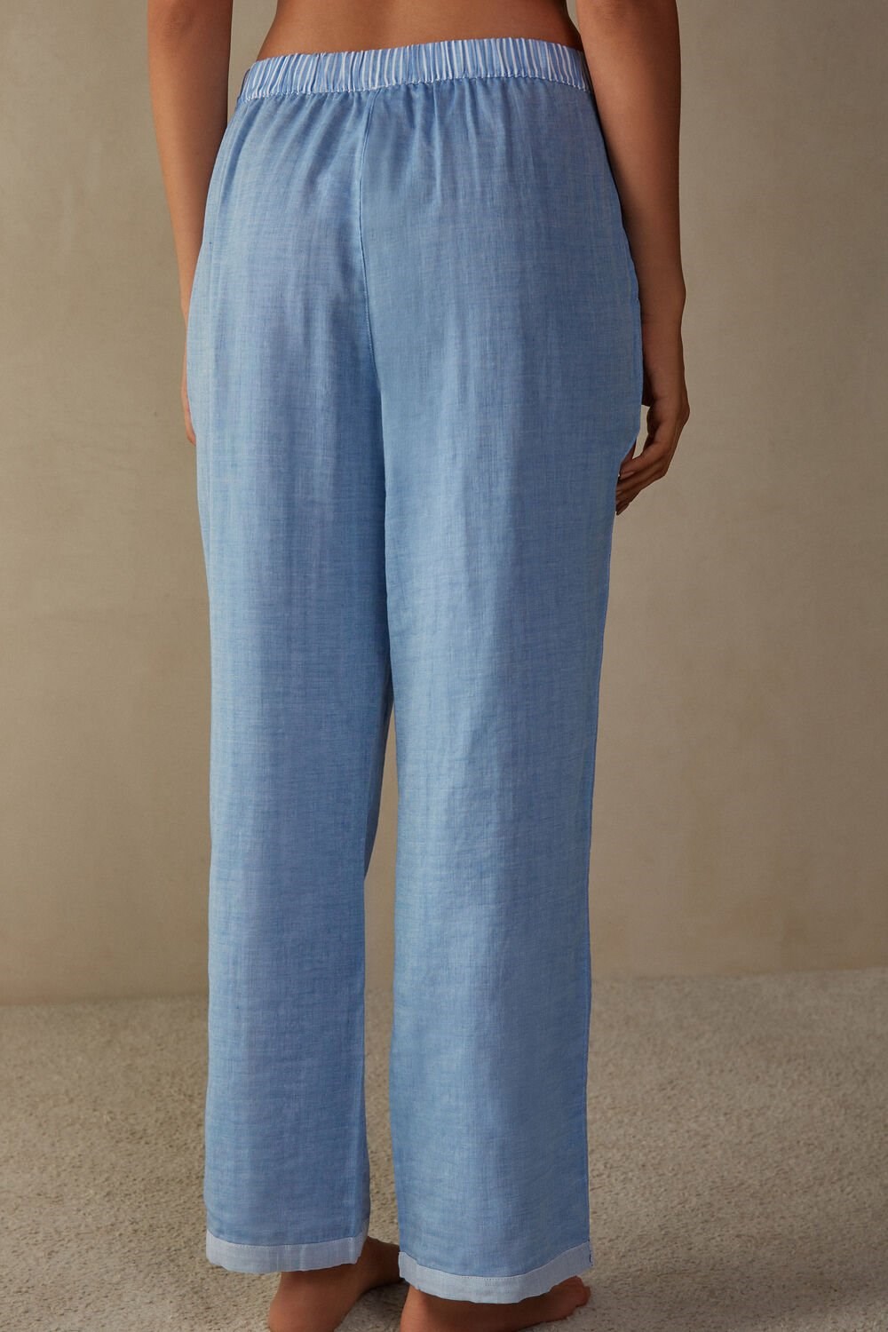 Blue - 006j - Light Blue Intimissimi Early in the Morning Cotton Cloth Pants | ESFR-53612