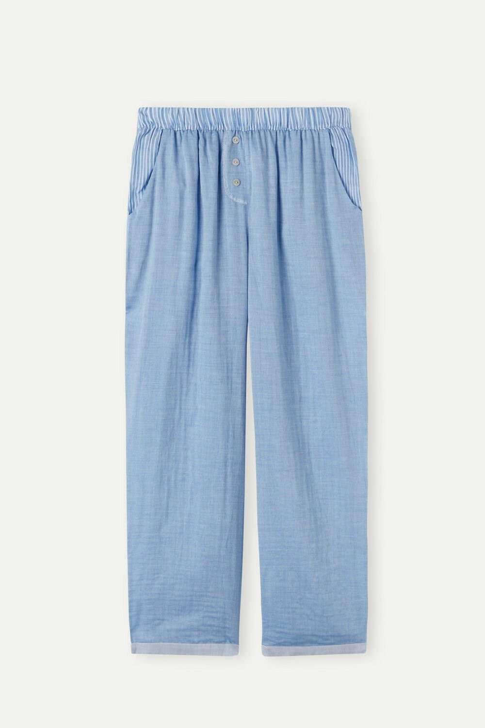 Blue - 006j - Light Blue Intimissimi Early in the Morning Cotton Cloth Pants | ESFR-53612