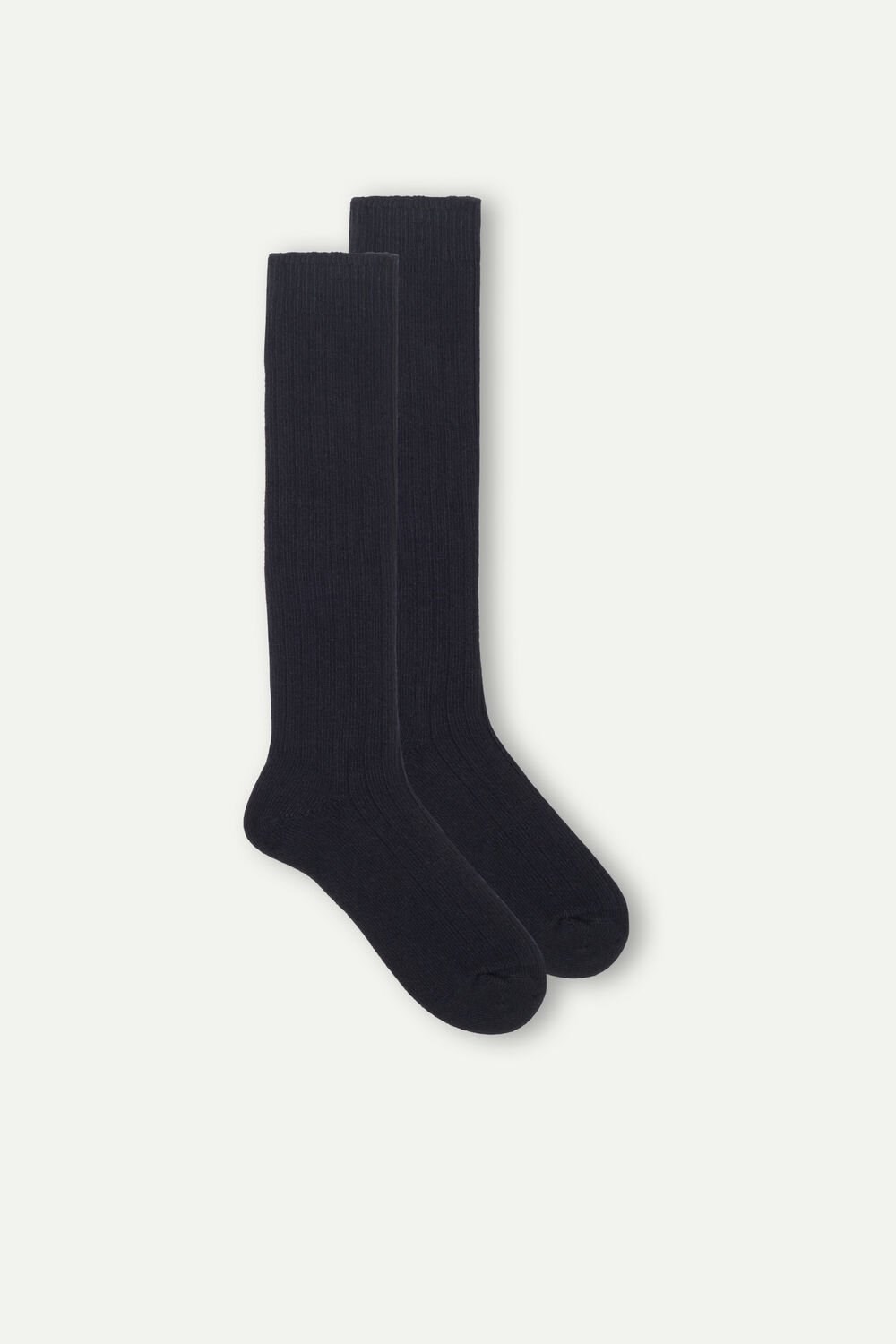 Blue - 016 - Blue Intimissimi Long Ribbed Socks in Cashmere and Wool | WZUE-96817