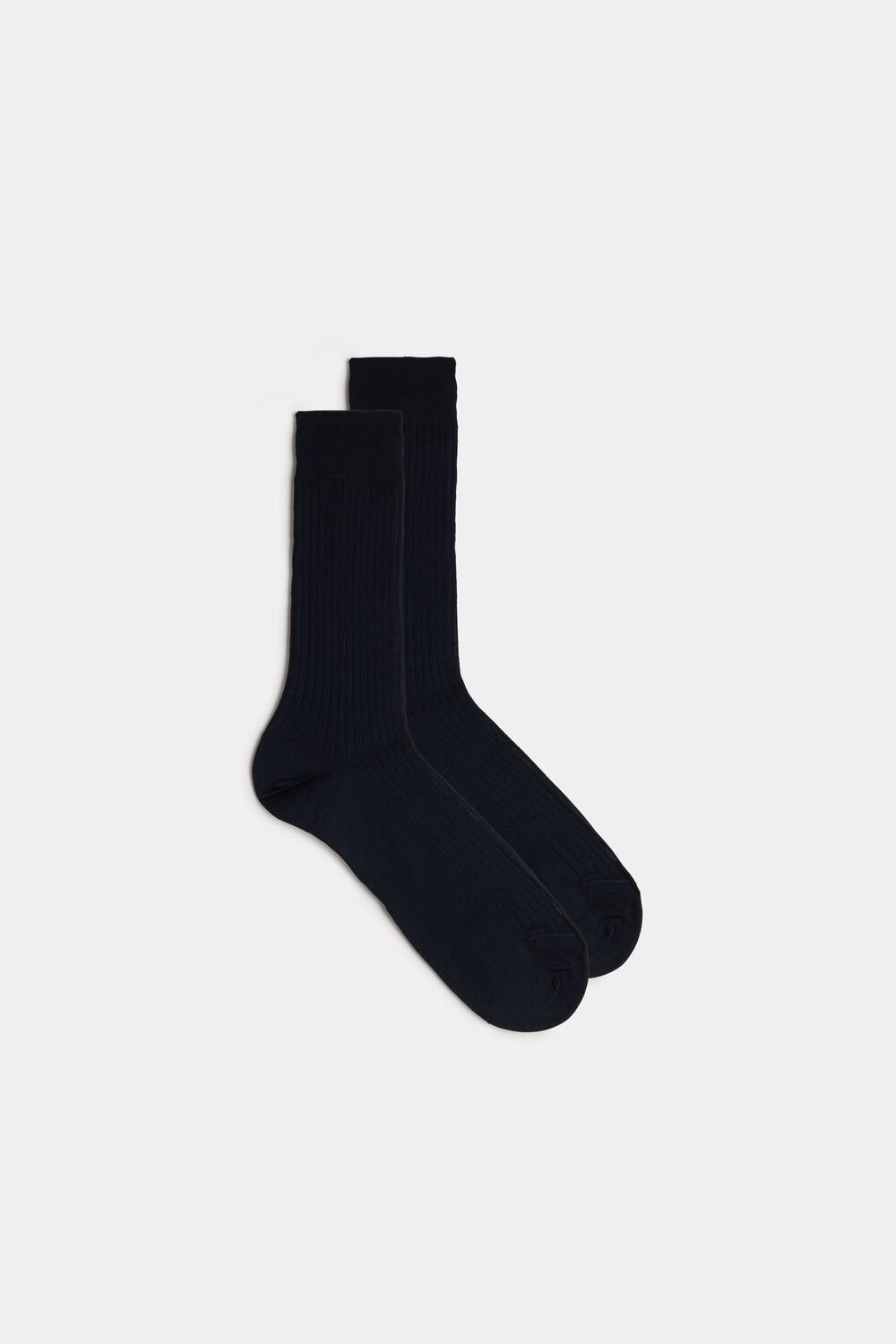 Blue - 016 - Blue Intimissimi Short Ribbed Egyptian Cotton Socks | SFKW-28470