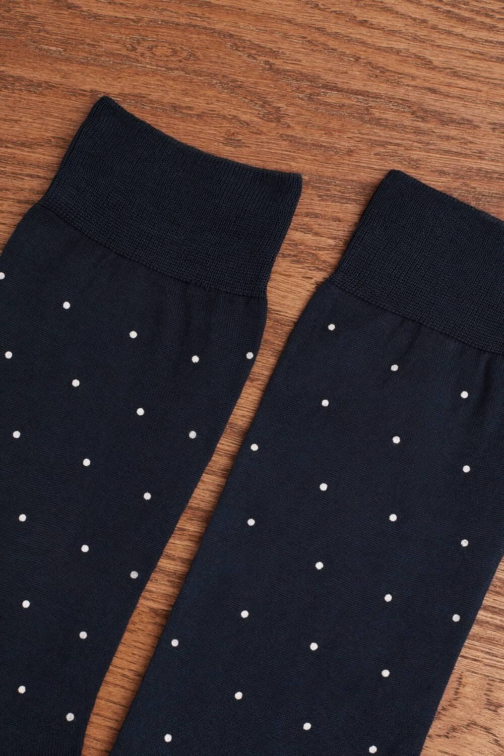 Blue - 049j - Midnight Blue Dot Print Intimissimi Men’s Short Socks in Patterned Lisle Cotton | DCRI-86745