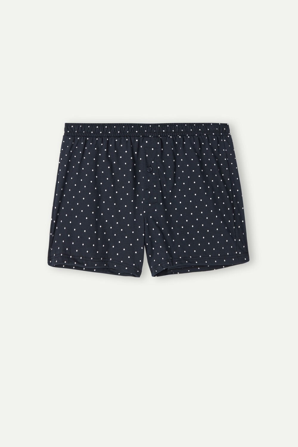 Blue - 049j - Midnight Blue Dot Print Intimissimi Patterned Cotton Jersey Relaxed Fit Boxers | JAVN-85123