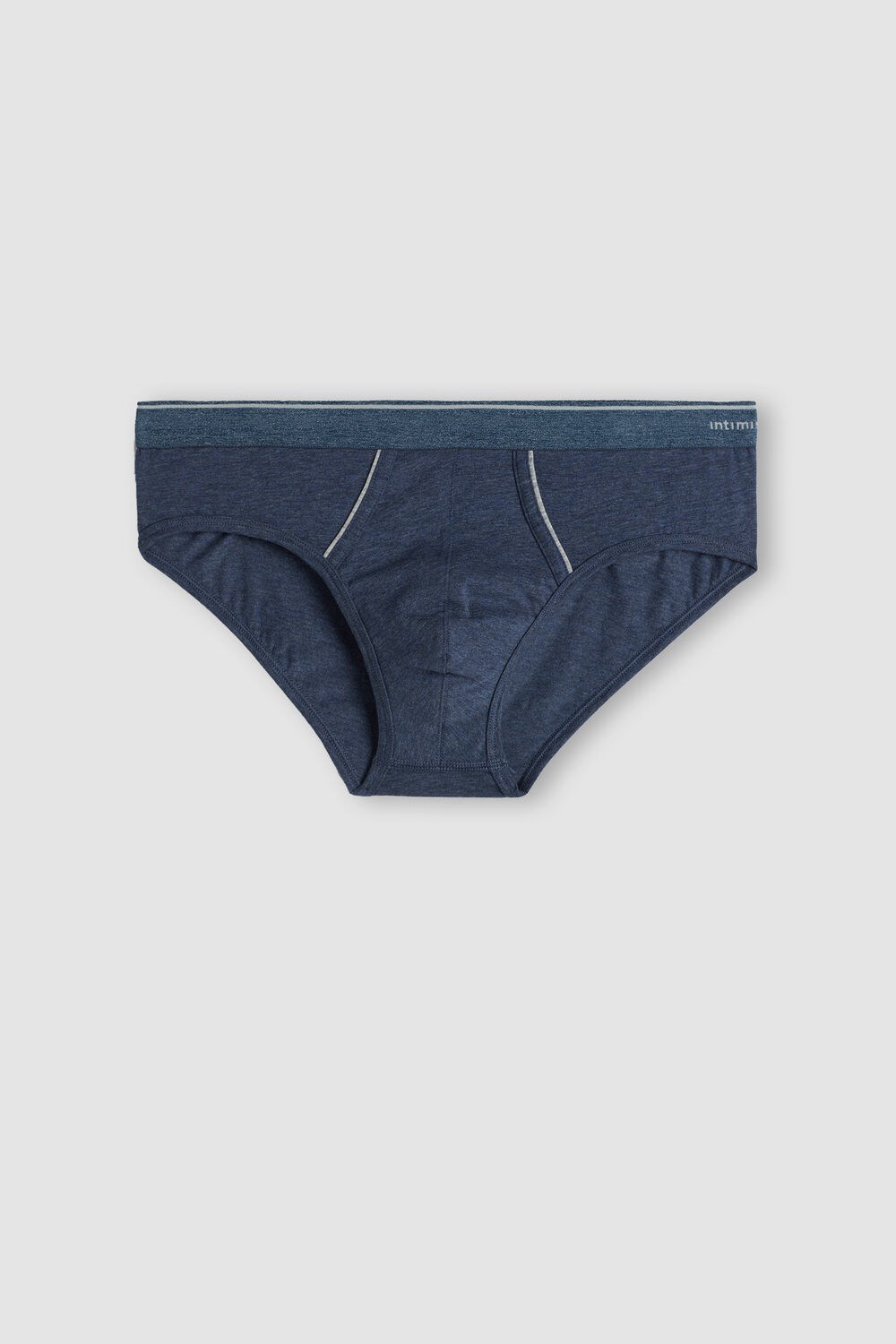 Blue - 081i - Denim Blue Blend / Light Grey Blend Intimissimi Supima Cotton Briefs with Visible Elastic | HIFD-61390