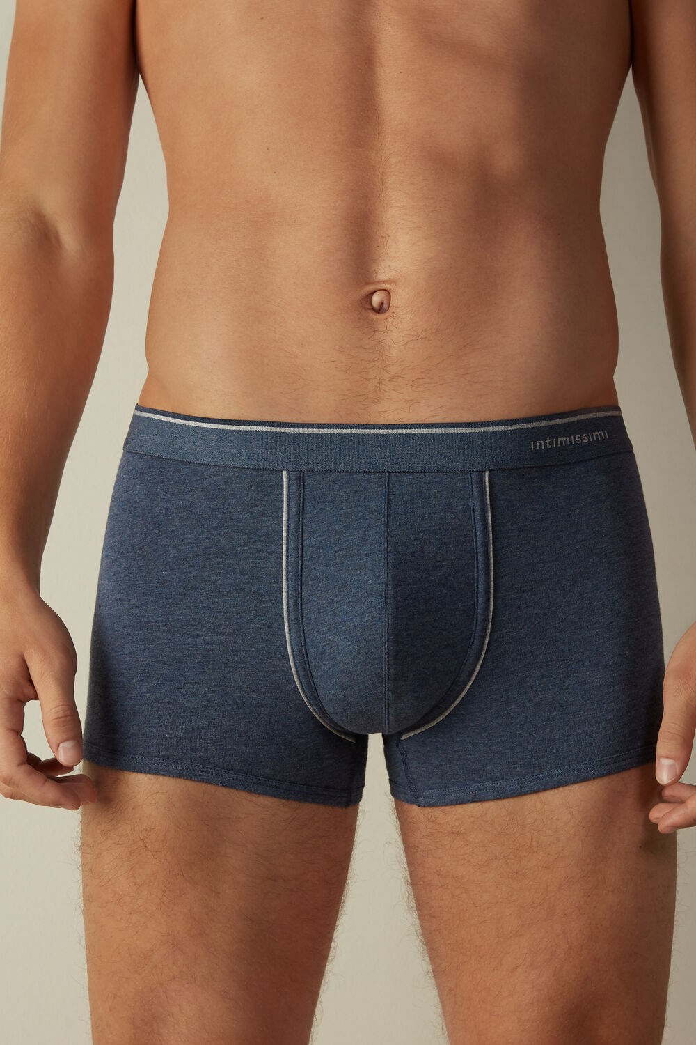 Blue - 081i - Denim Blue Blend / Light Grey Blend Intimissimi Supima® Cotton Boxers | VINW-45271