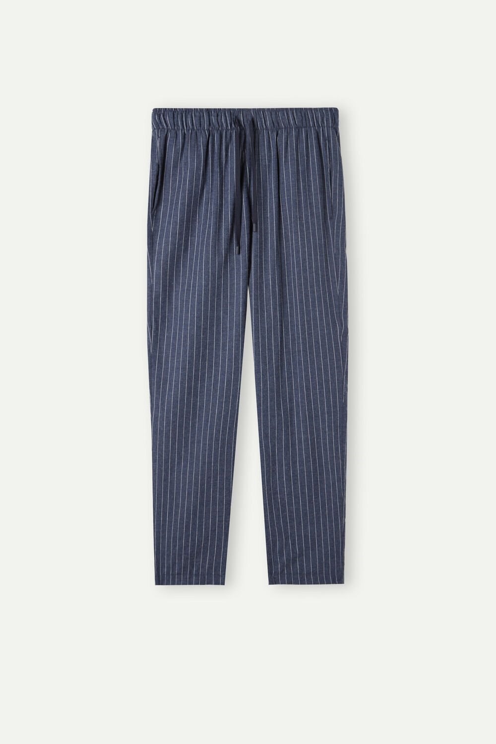 Blue - 091j - Denim Blue Heather Pinstripe Intimissimi Full Length Pants in Denim Pinstripe Patterned Brushed Cloth | DSRV-32581