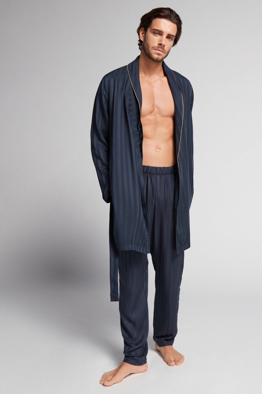 Blue - 095i - Dark Blue Intimissimi Modal Robe | HRYM-46209