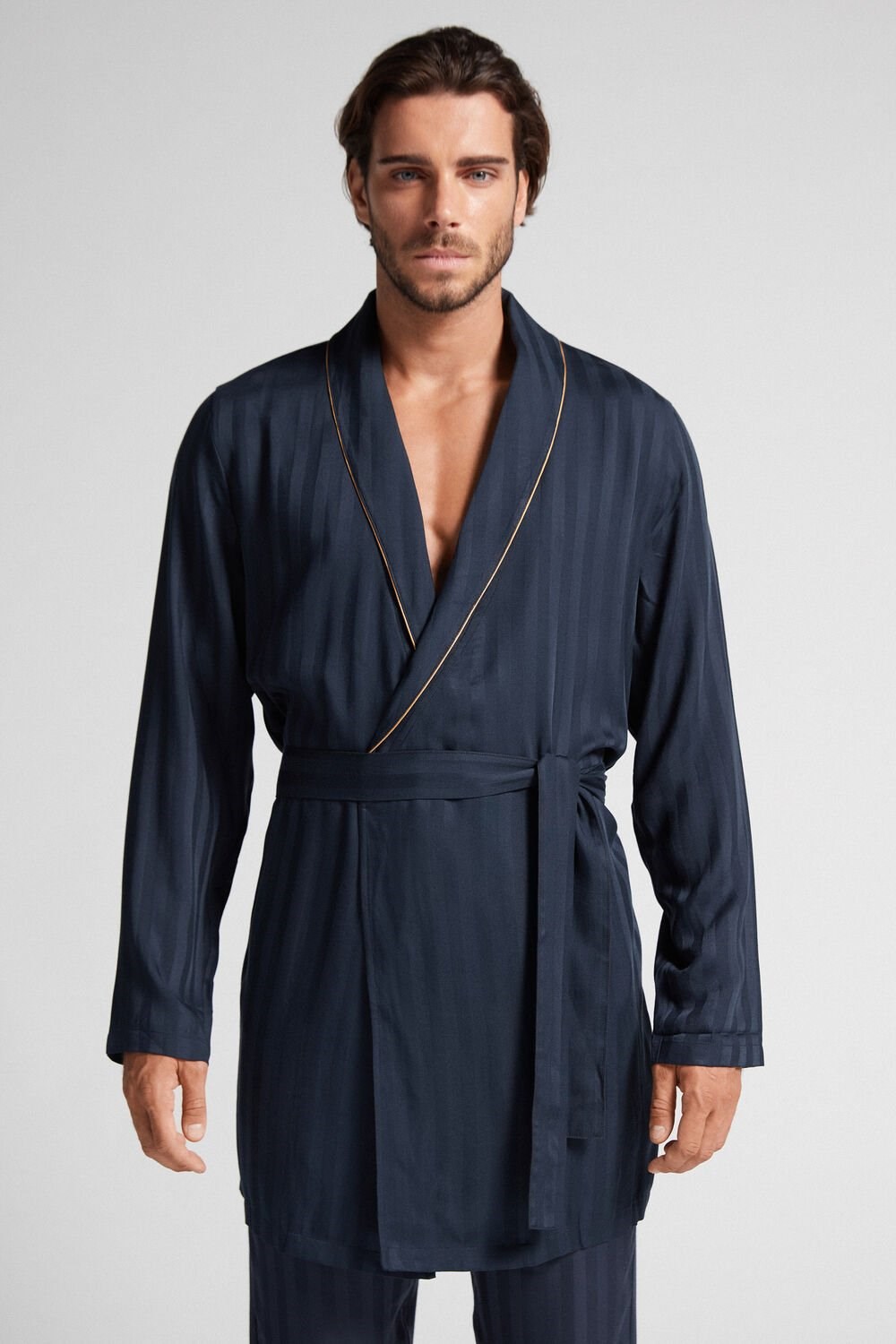 Blue - 095i - Dark Blue Intimissimi Modal Robe | HRYM-46209