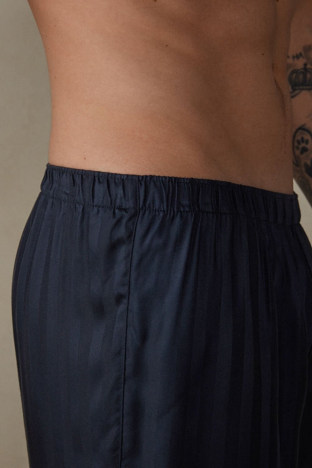 Blue - 095i - Dark Blue Intimissimi Woven Modal Boxers | CNGR-98203