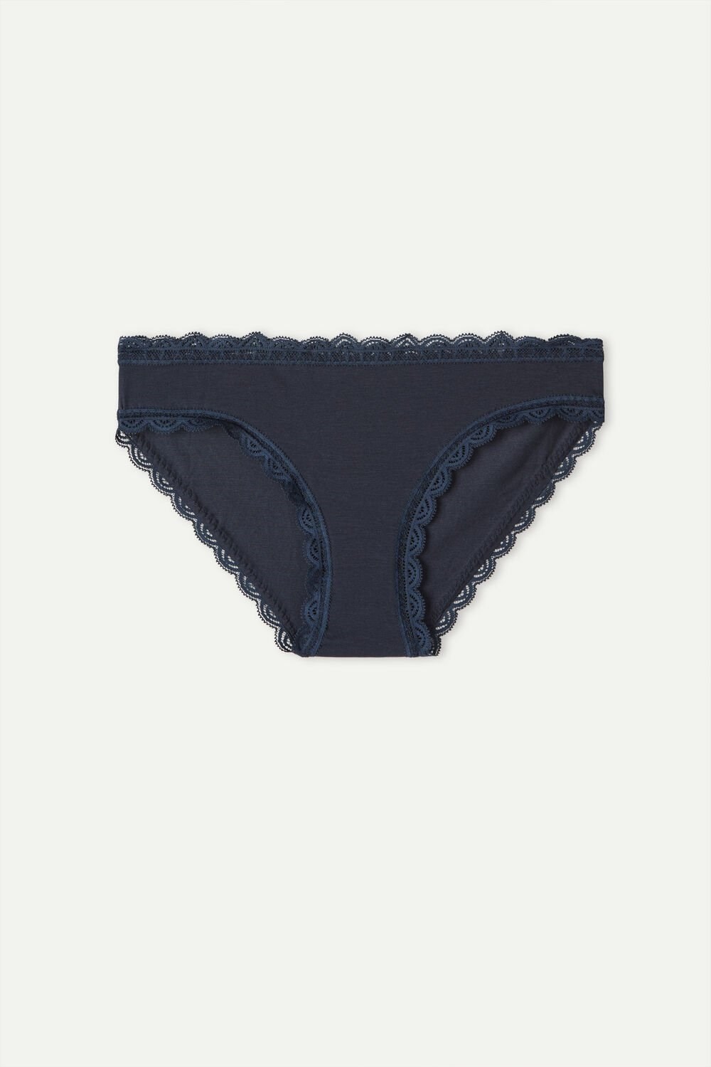 Blue - 1467 - Intense Blue Intimissimi Cotton and Lace Panties | VQPB-57893