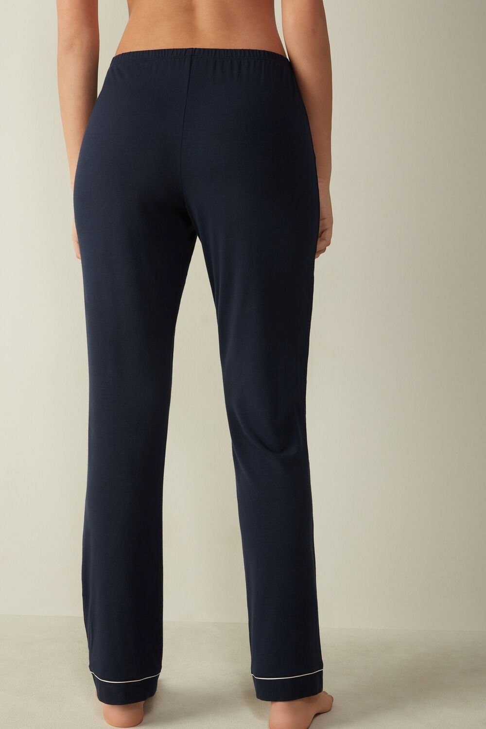 Blue - 1467 - Intense Blue Intimissimi Long Micromodal Trousers | BGVH-57160