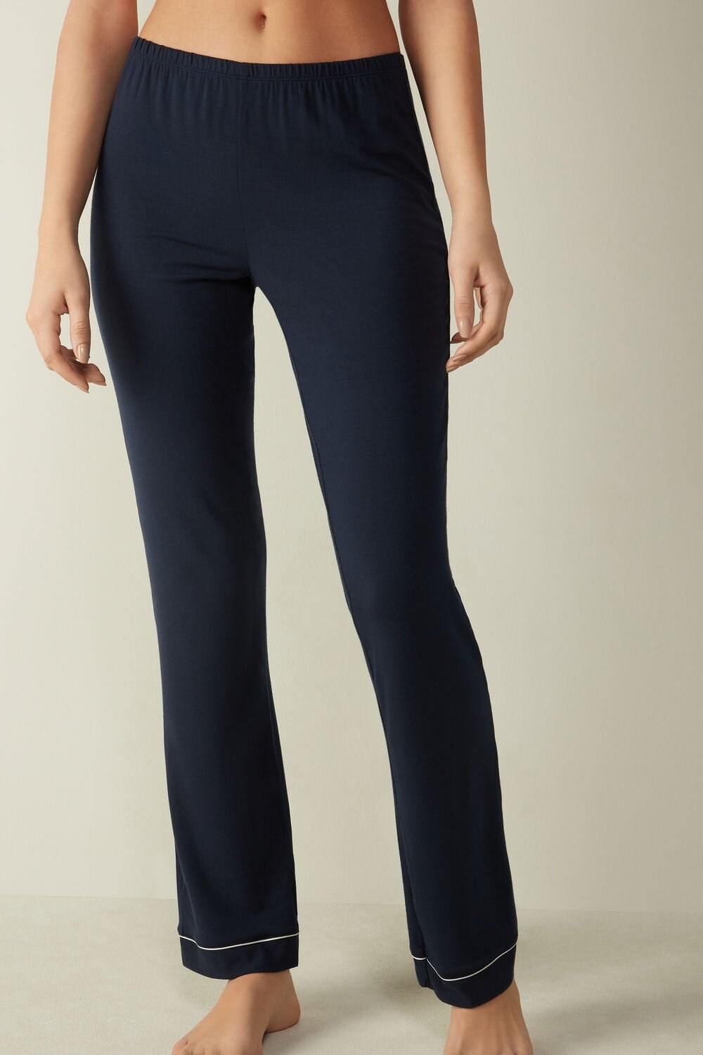 Blue - 1467 - Intense Blue Intimissimi Long Micromodal Trousers | BGVH-57160