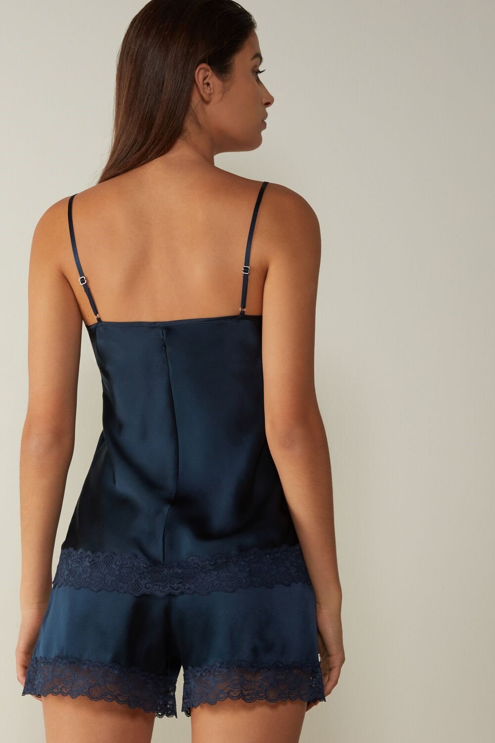 Blue - 1467 - Intense Blue Intimissimi Lace and Silk Top | HQLW-87435