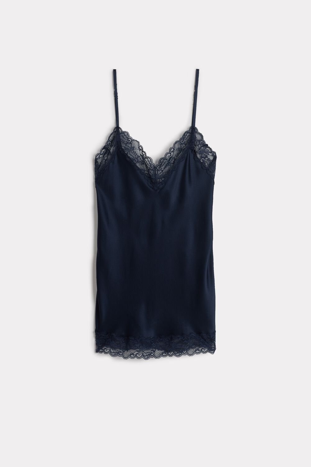 Blue - 1467 - Intense Blue Intimissimi Lace and Silk Top | HQLW-87435