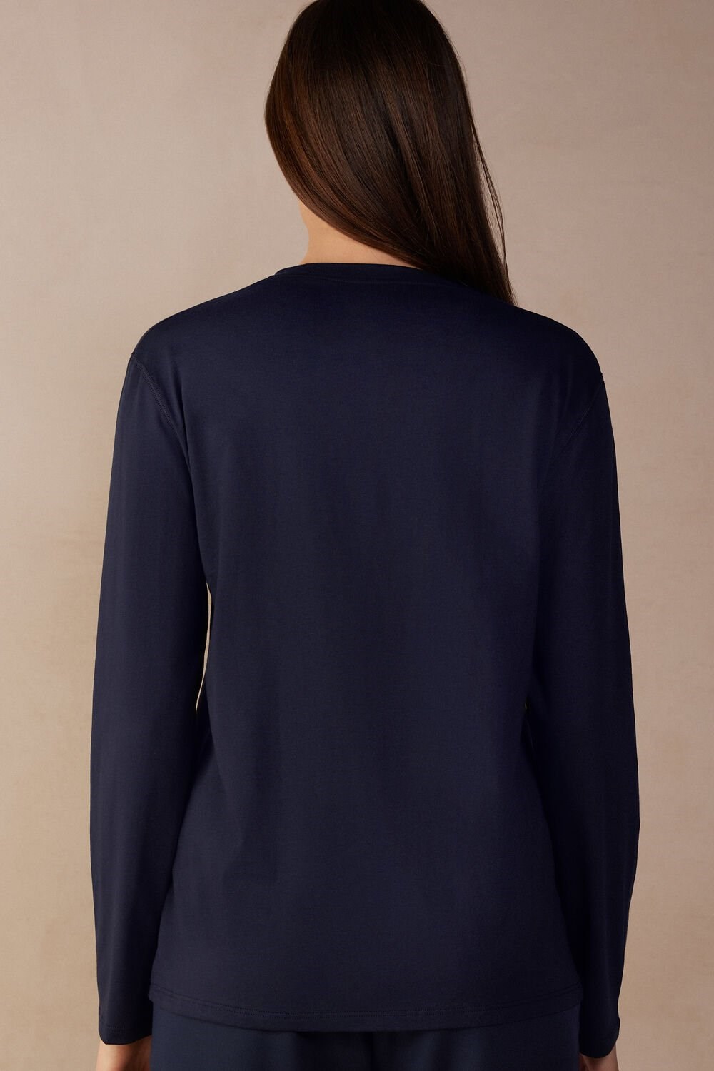 Blue - 1467 - Intense Blue Intimissimi Oversized Long Sleeve Top in Supima® Cotton | DKTA-63297