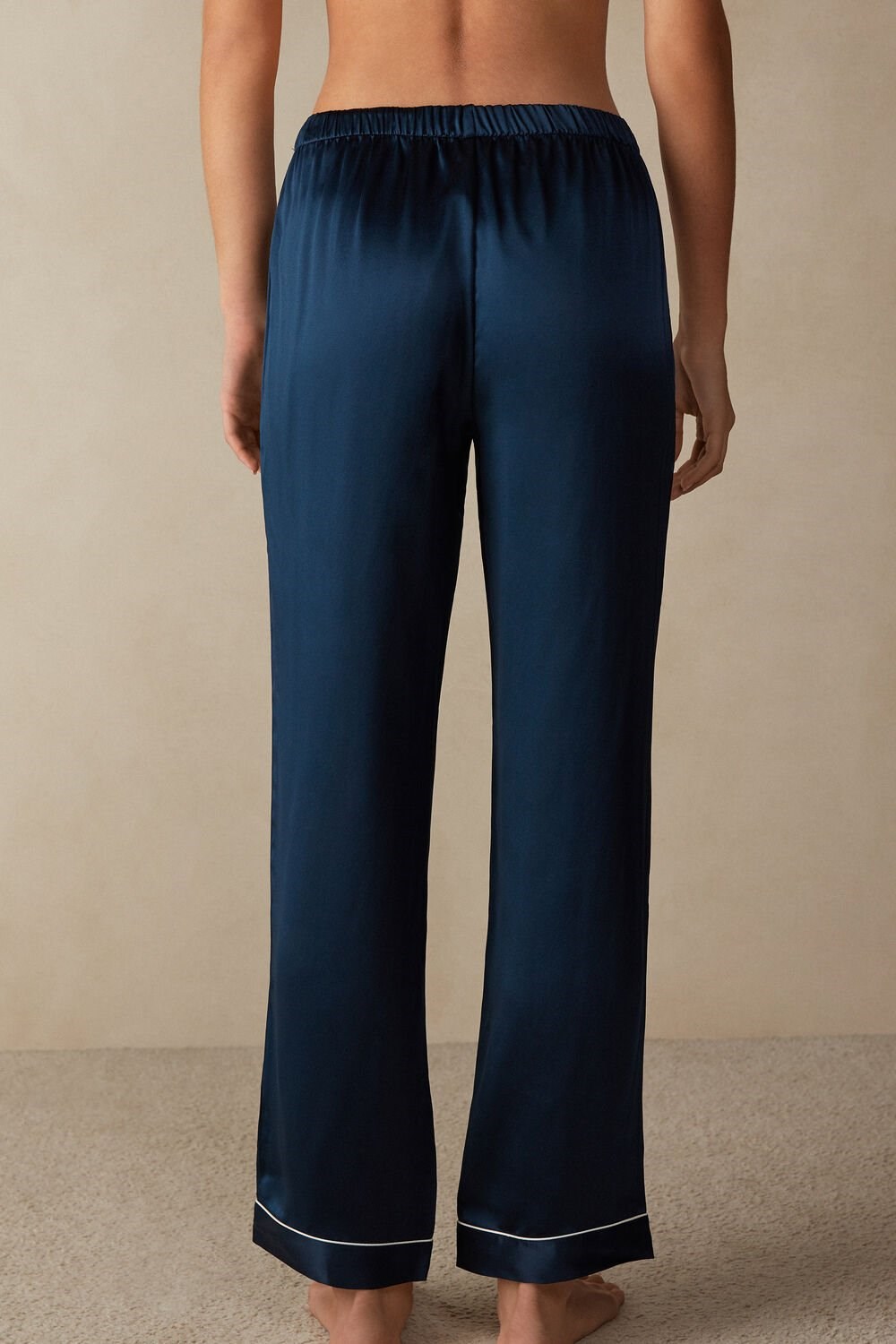 Blue - 1467 - Intense Blue Intimissimi Silk Satin Pajama Pants | HFRQ-46719