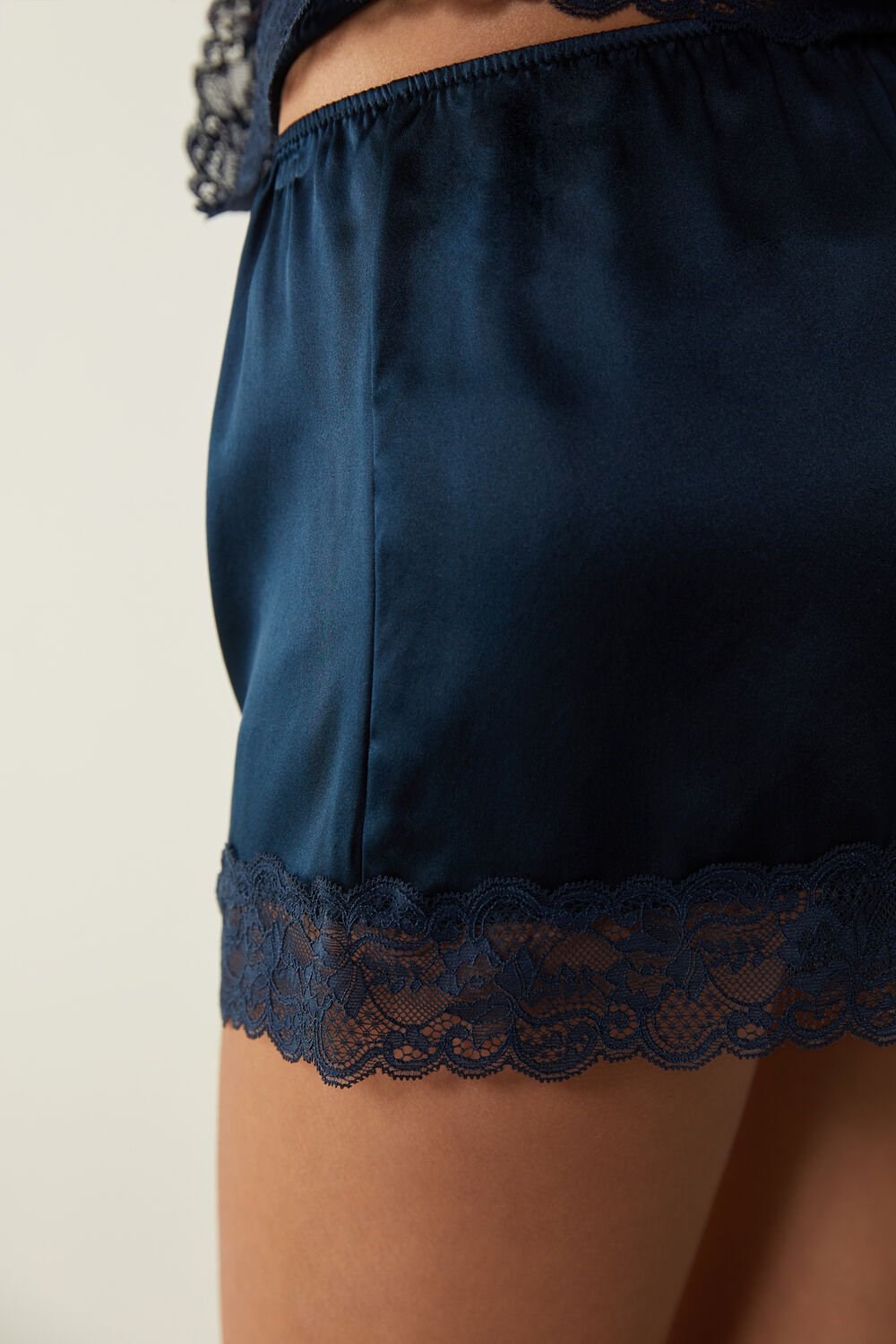 Blue - 1467 - Intense Blue Intimissimi Silk Shorts | NEMP-49153