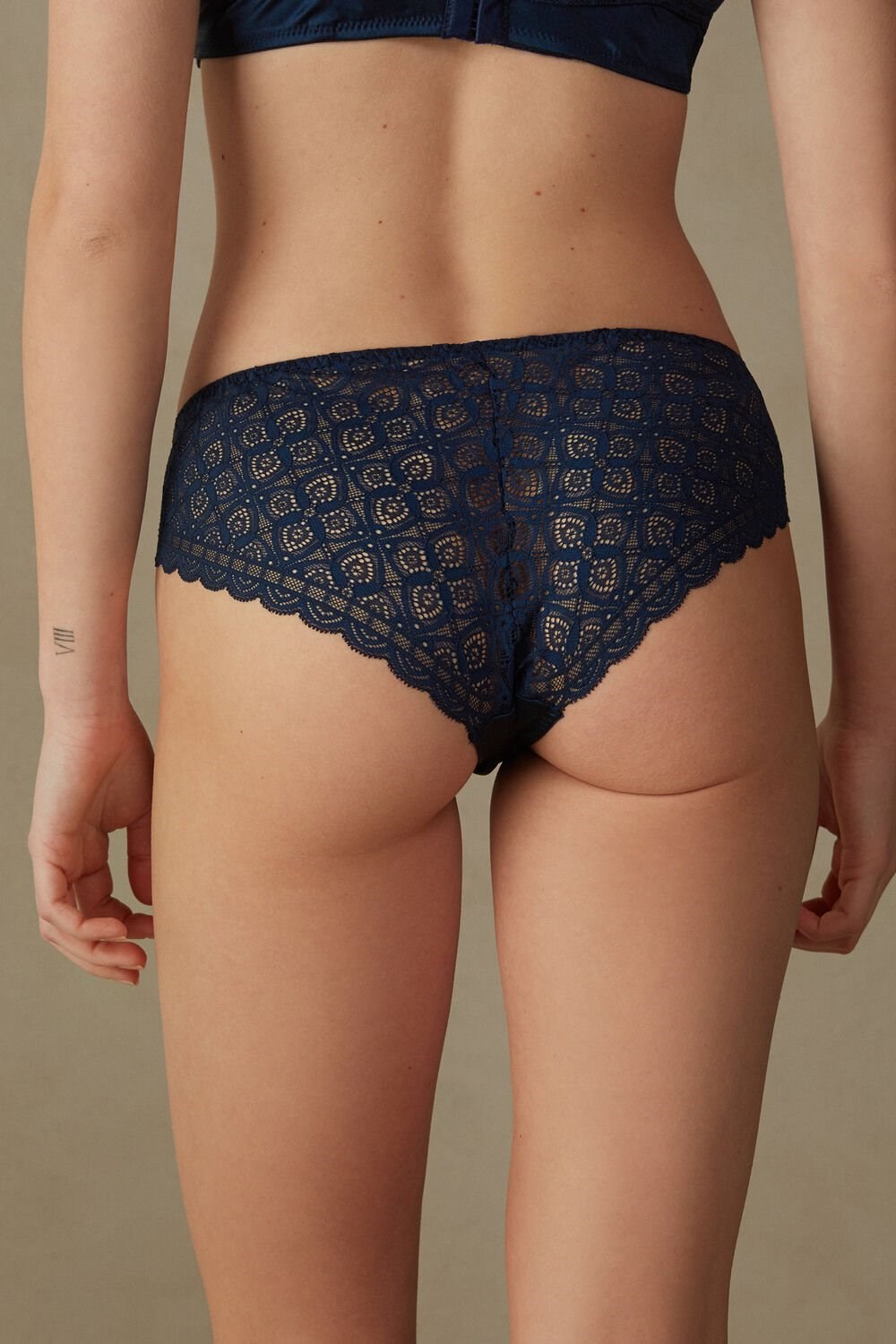 Blue - 1467 - Intense Blue Intimissimi Silk and Lace Briefs | NZAK-61427