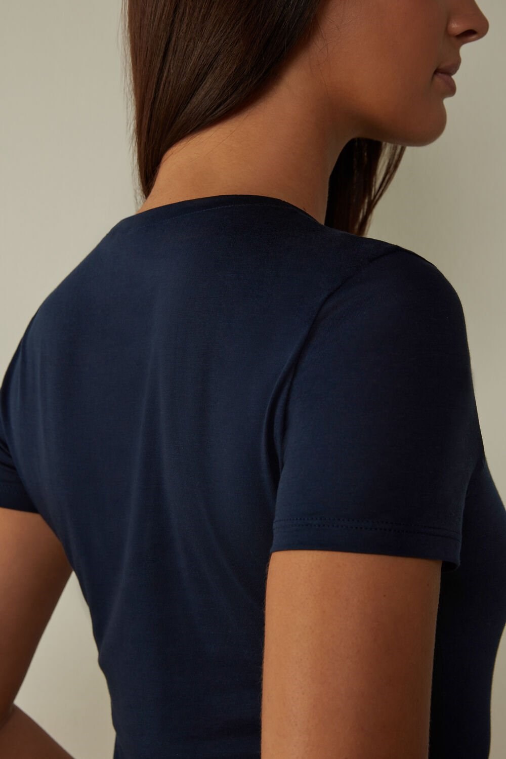 Blue - 1467 - Intense Blue Intimissimi Short-Sleeve T-shirt in Ultrafresh Supima® Cotton | UIJA-75408