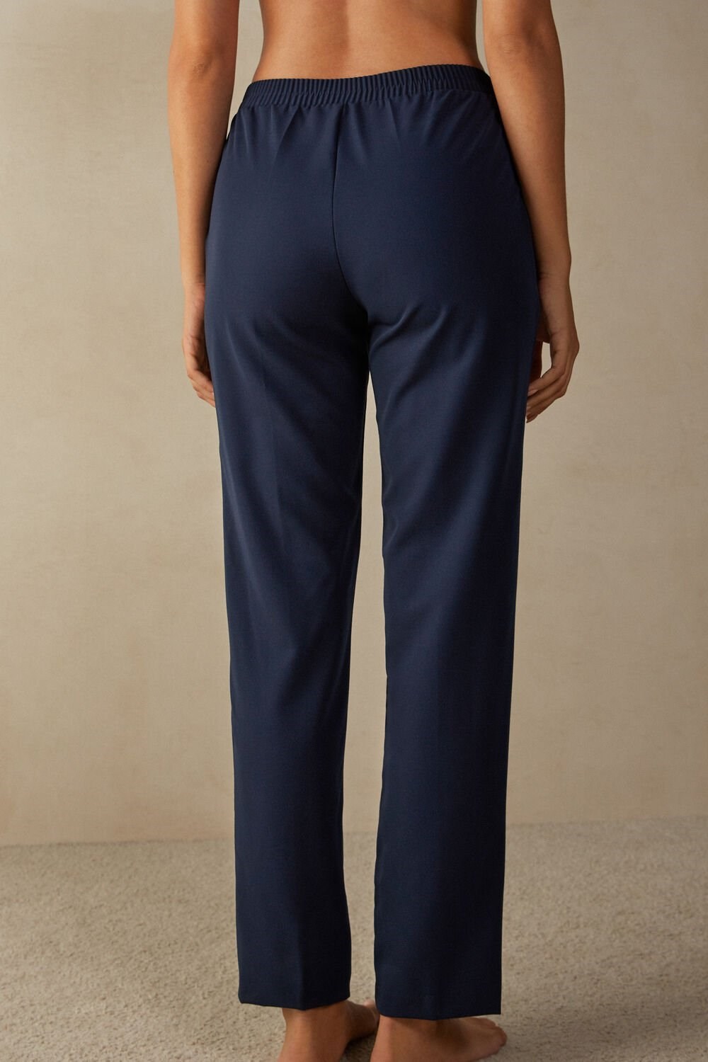 Blue - 1467 - Intense Blue Intimissimi Straight Cut Pants with Pockets | ZION-93217