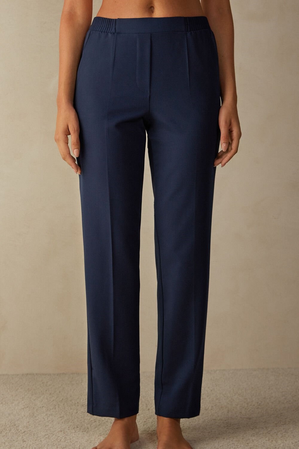 Blue - 1467 - Intense Blue Intimissimi Straight Cut Pants with Pockets | ZION-93217