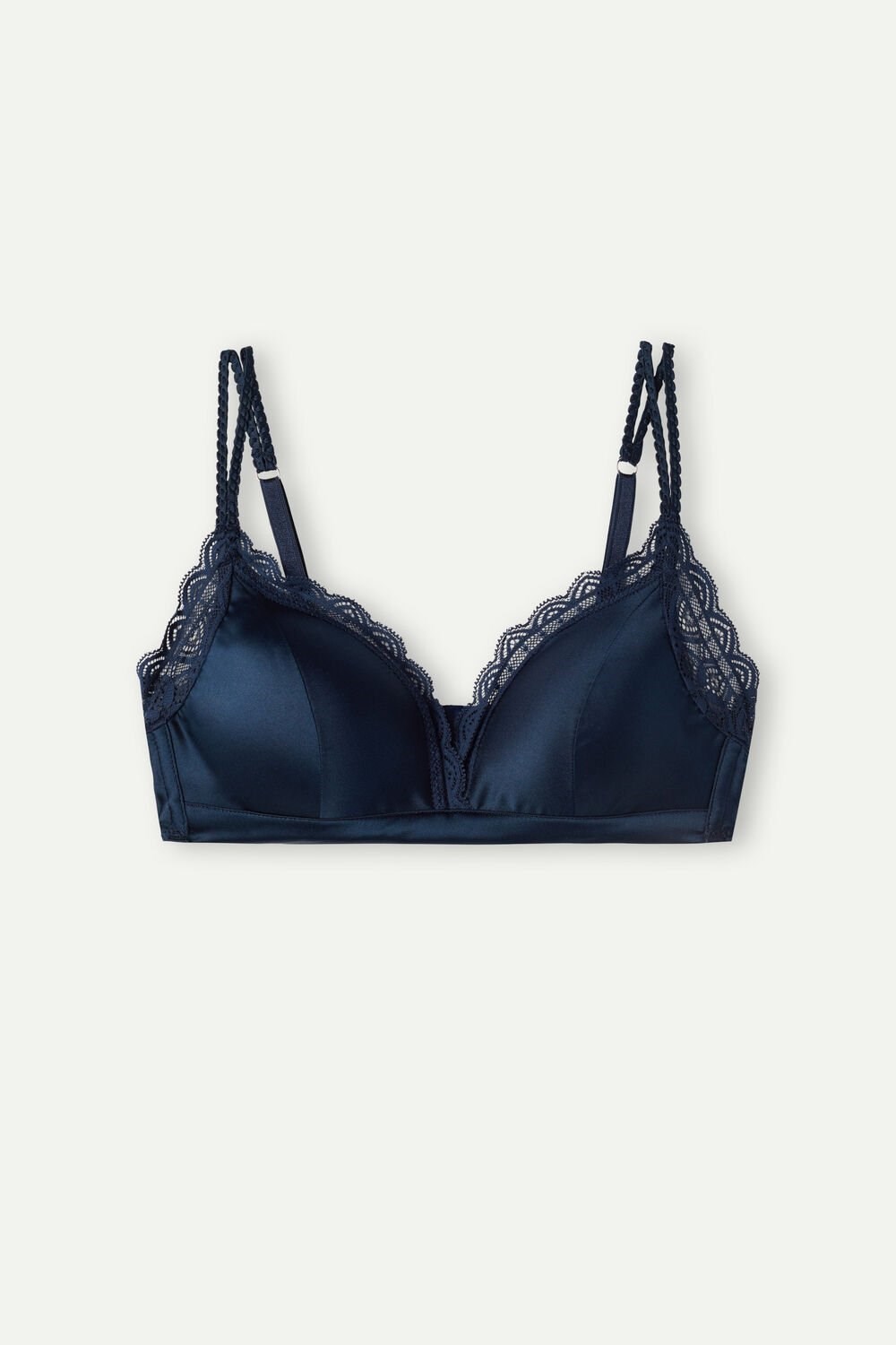 Blue - 1467 - Intense Blue Intimissimi Tiziana Silk and Lace Triangle Bra | BAOZ-98726