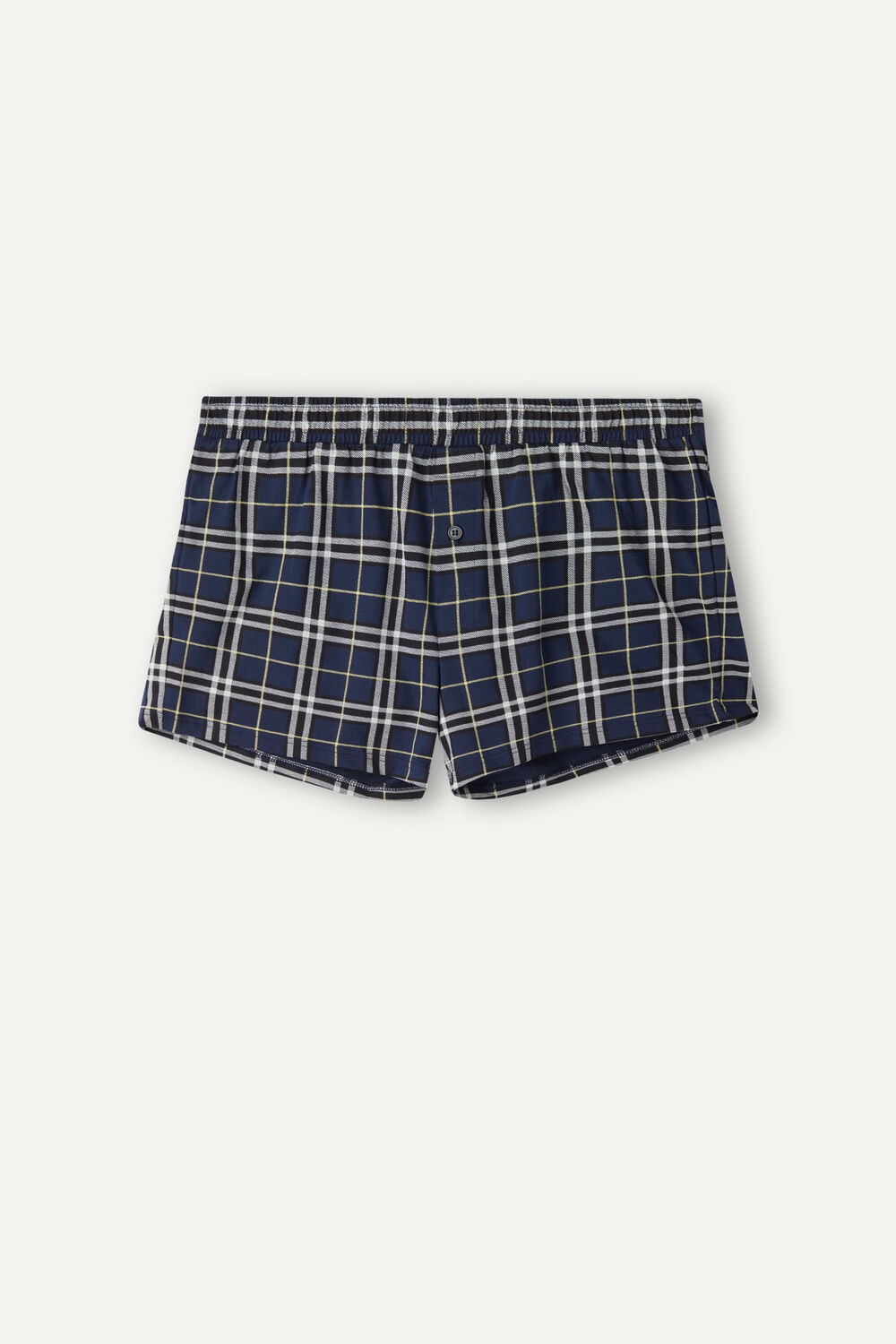 Blue - 171j - Blue / Yellow Tartan Print Intimissimi Tartan Patterned Cotton Jersey Relaxed Fit Boxers | OFCJ-47508