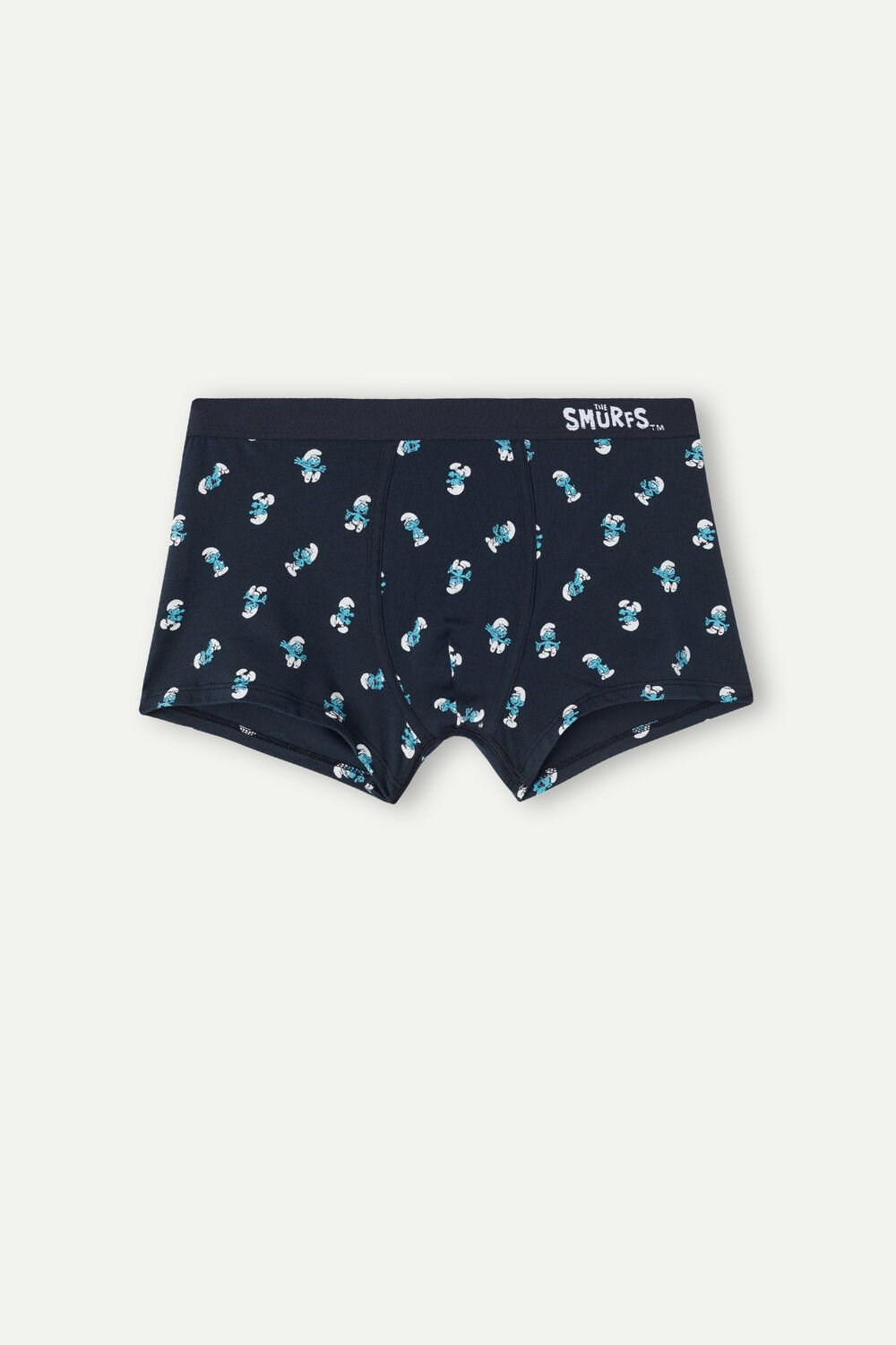 Blue - 174j - Midnight Blue Smurfs Print Intimissimi Smurf Boxers in Stretch Supima® Cotton | IBRY-52690