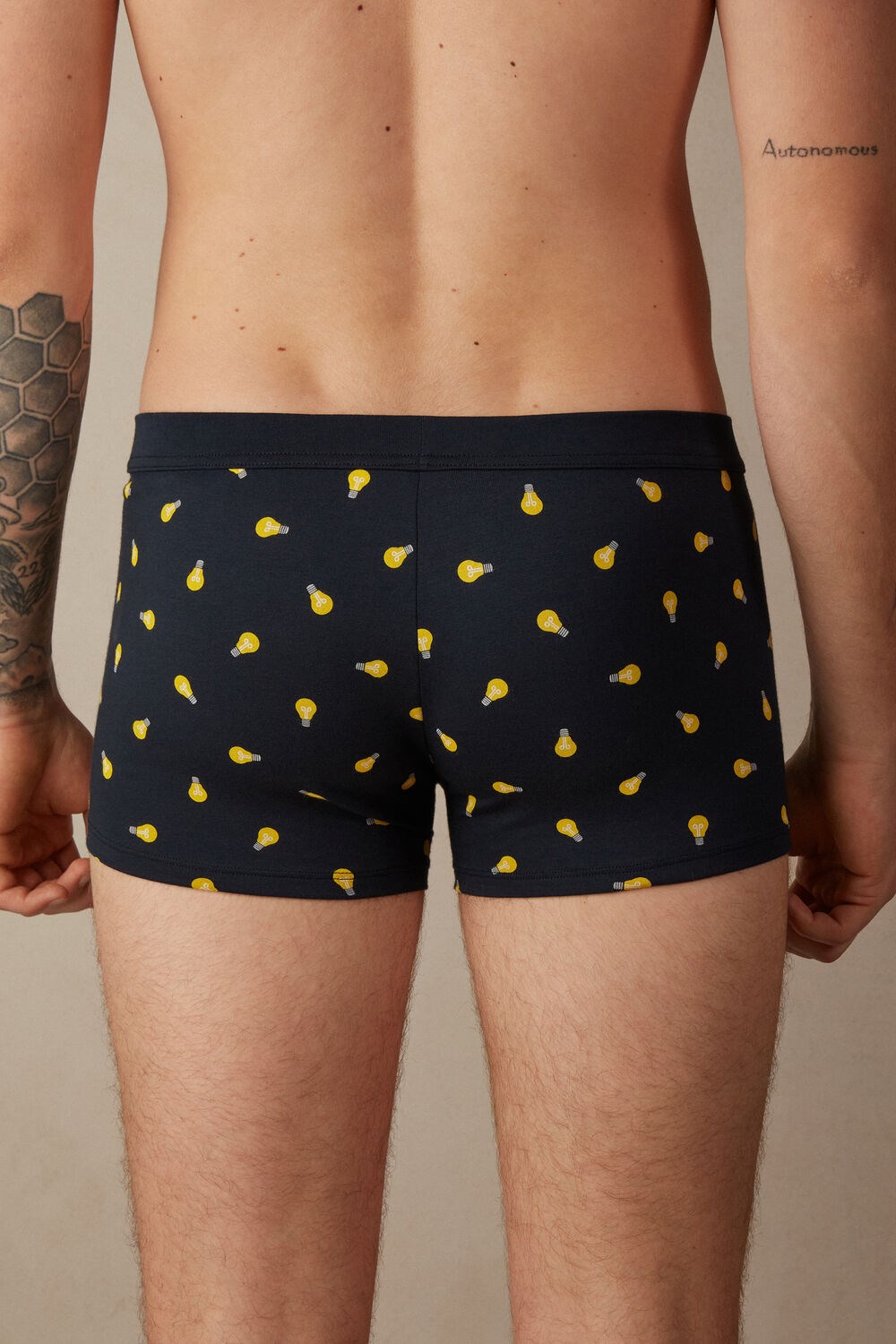 Blue - 177j - Midnight Blue Light Bulb Print Intimissimi Light Bulb Boxers in Stretch Supima® Cotton | QJXA-56470