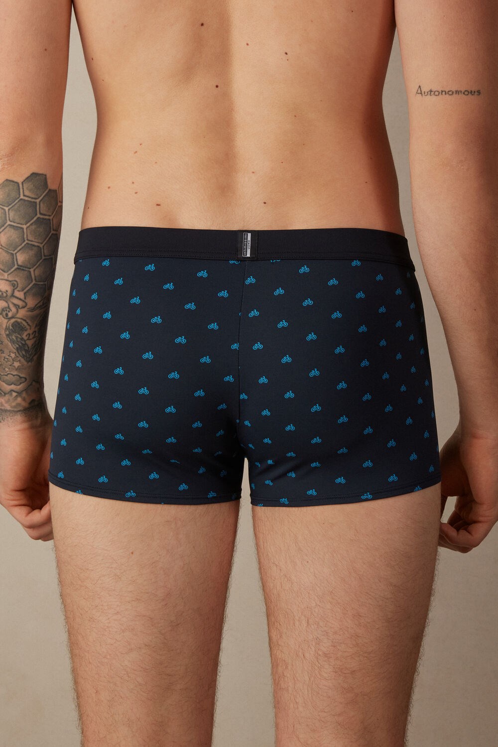 Blue - 178j - Midnight Blue Bike Print Intimissimi Bicycle Boxers in Microfiber | SOUF-36712