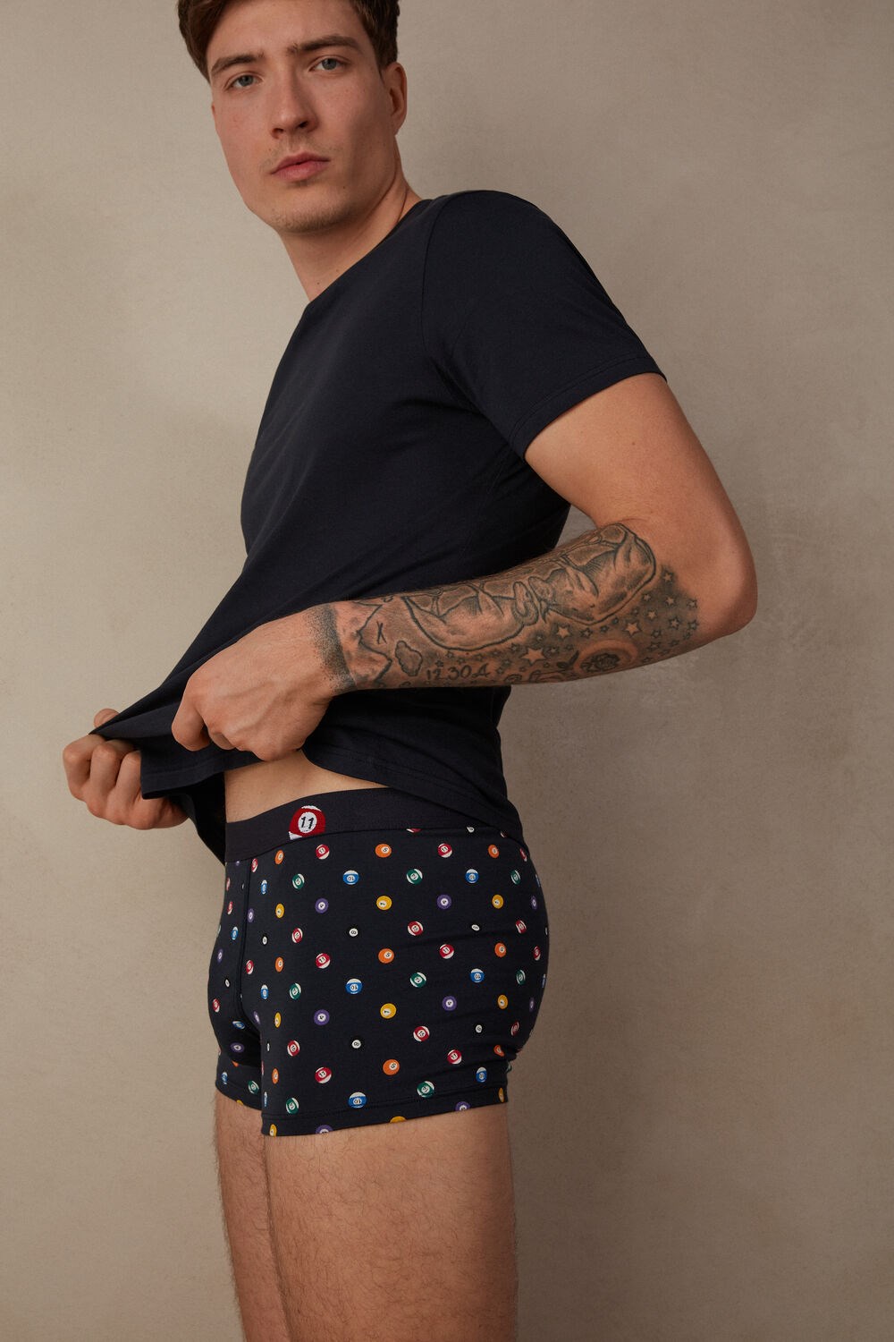 Blue - 179j - Midnight Blue Billiards Print Intimissimi Billiard Boxers in Stretch Supima® Cotton | MSUX-09624