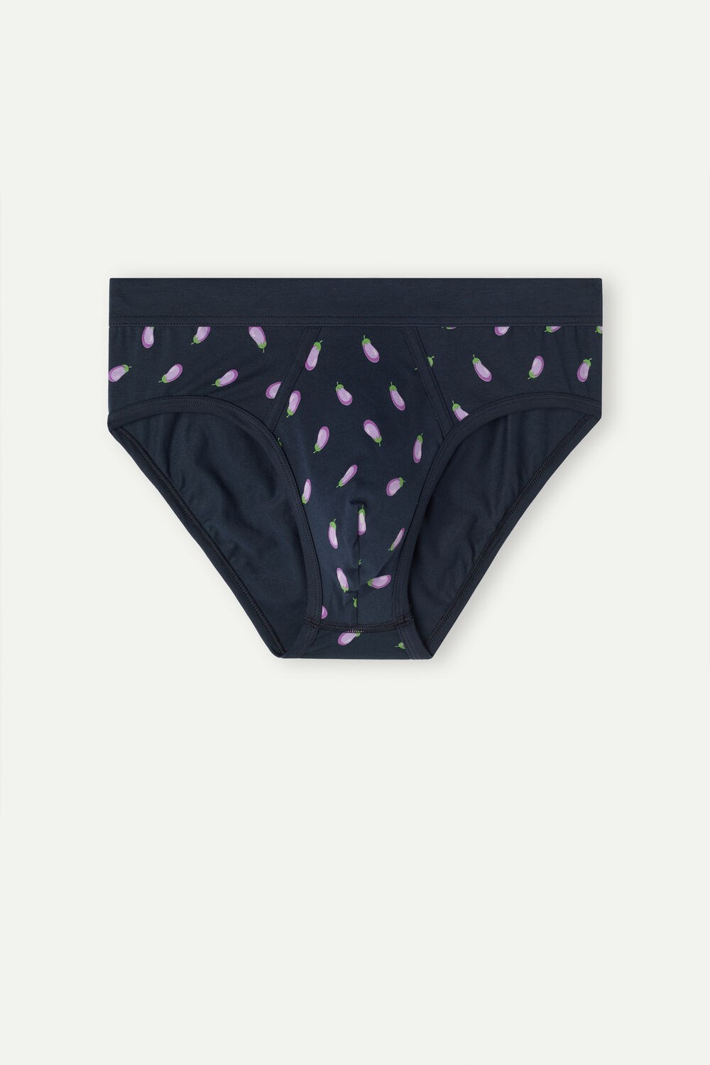 Blue - 181j - Midnight Blue Eggplant Print Intimissimi Eggplant Briefs in Stretch Supima® Cotton | VWAR-79162