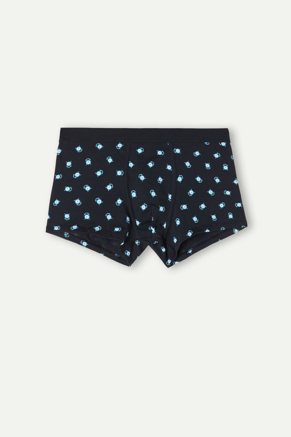 Blue - 183j - Midnight Blue Alarms Print Intimissimi Alarm Clock Boxers in Stretch Supima® Cotton | TQVF-56782