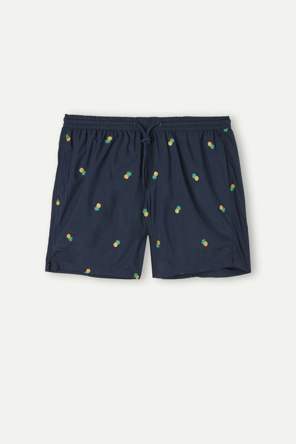 Blue - 192j - Intense Blue Pineapple Embroidery Intimissimi Embroidered Pineapple Swim Trunks | MXSH-58310