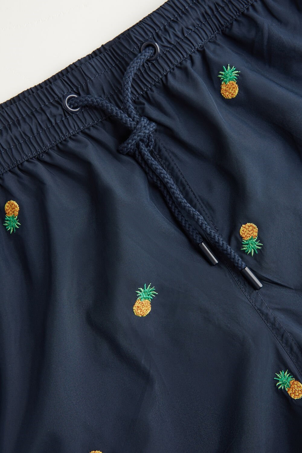 Blue - 192j - Intense Blue Pineapple Embroidery Intimissimi Embroidered Pineapple Swim Trunks | MXSH-58310