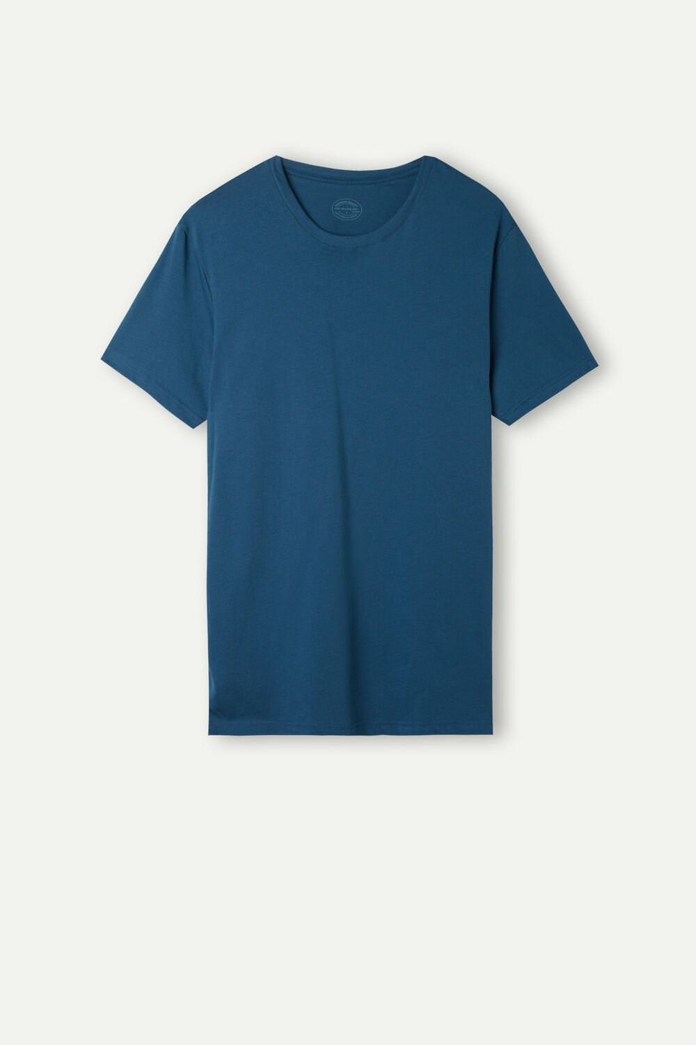 Blue - 202j - Mist Blue Intimissimi Short Sleeve Crew Neck T Shirt in Supima® Cotton | DSKQ-69182