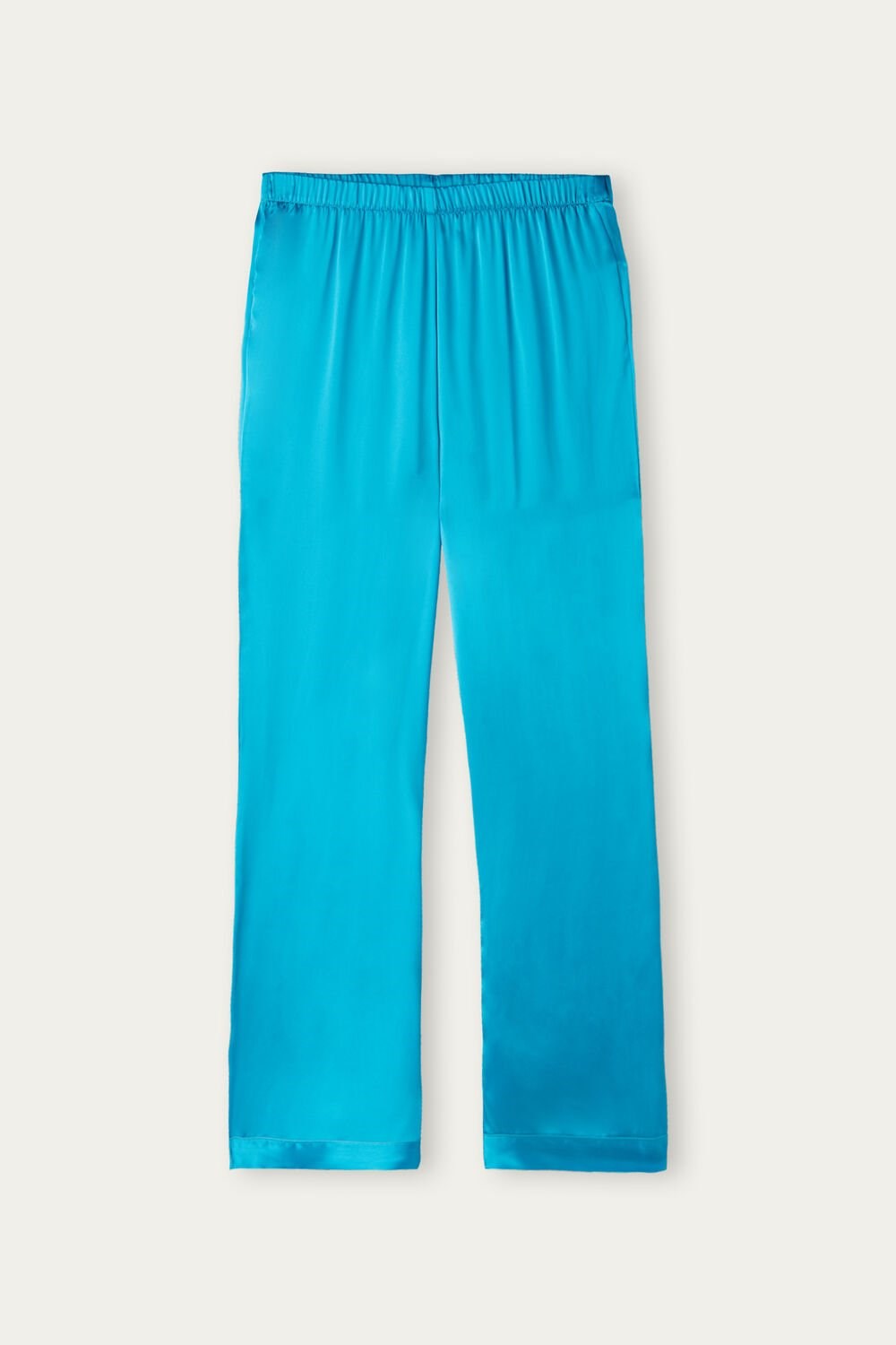 Blue - 210j - Digital Turquoise Intimissimi Silk Satin Pajama Pants | LJWT-71805