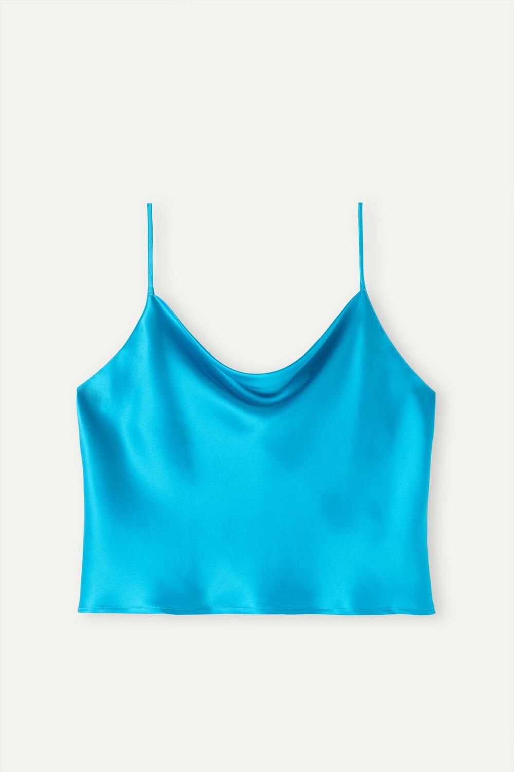 Blue - 210j - Digital Turquoise Intimissimi Silk Crop Camisole | LRFS-04315