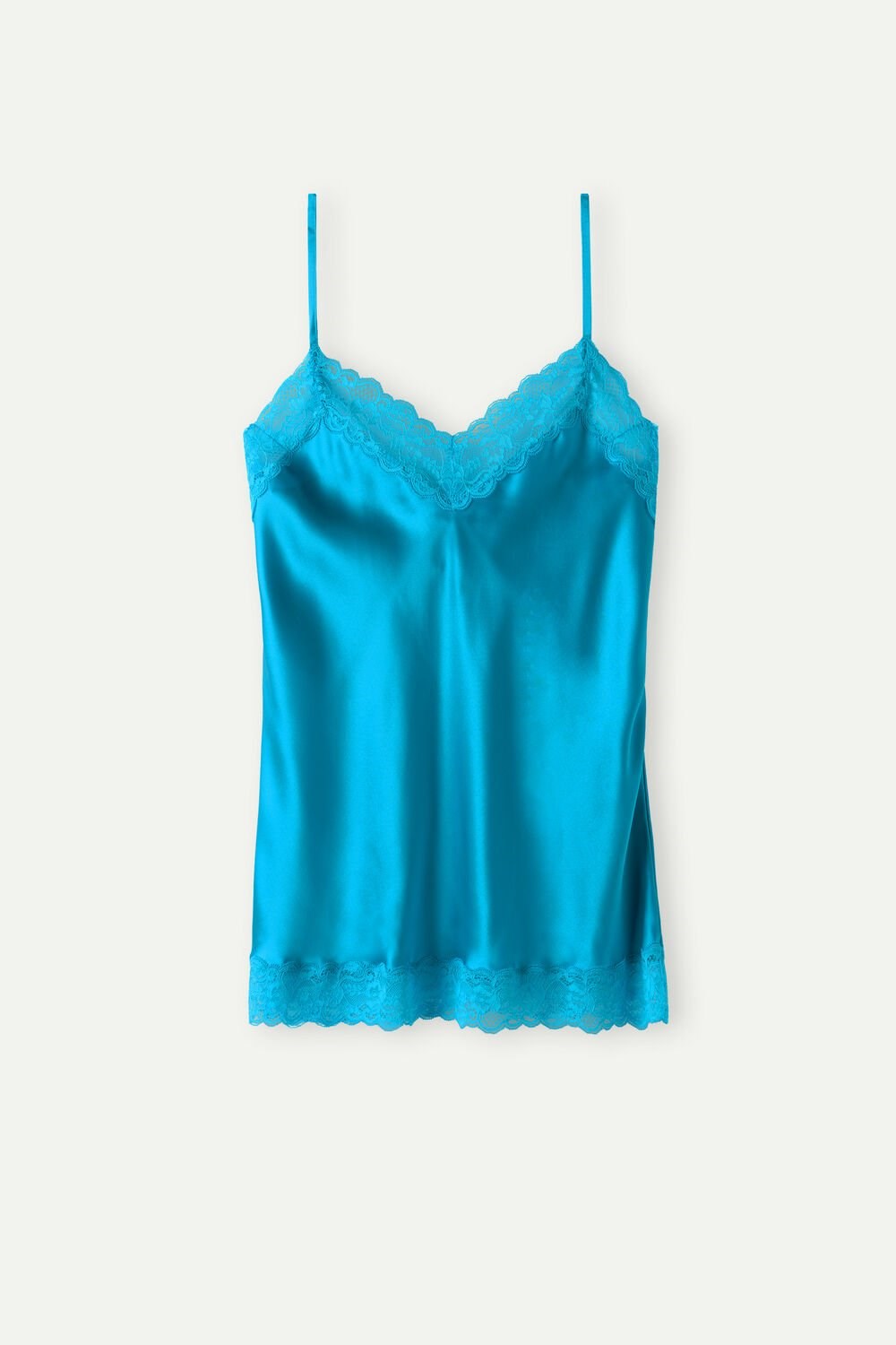 Blue - 210j - Digital Turquoise Intimissimi Lace and Silk Top | PUIE-12485