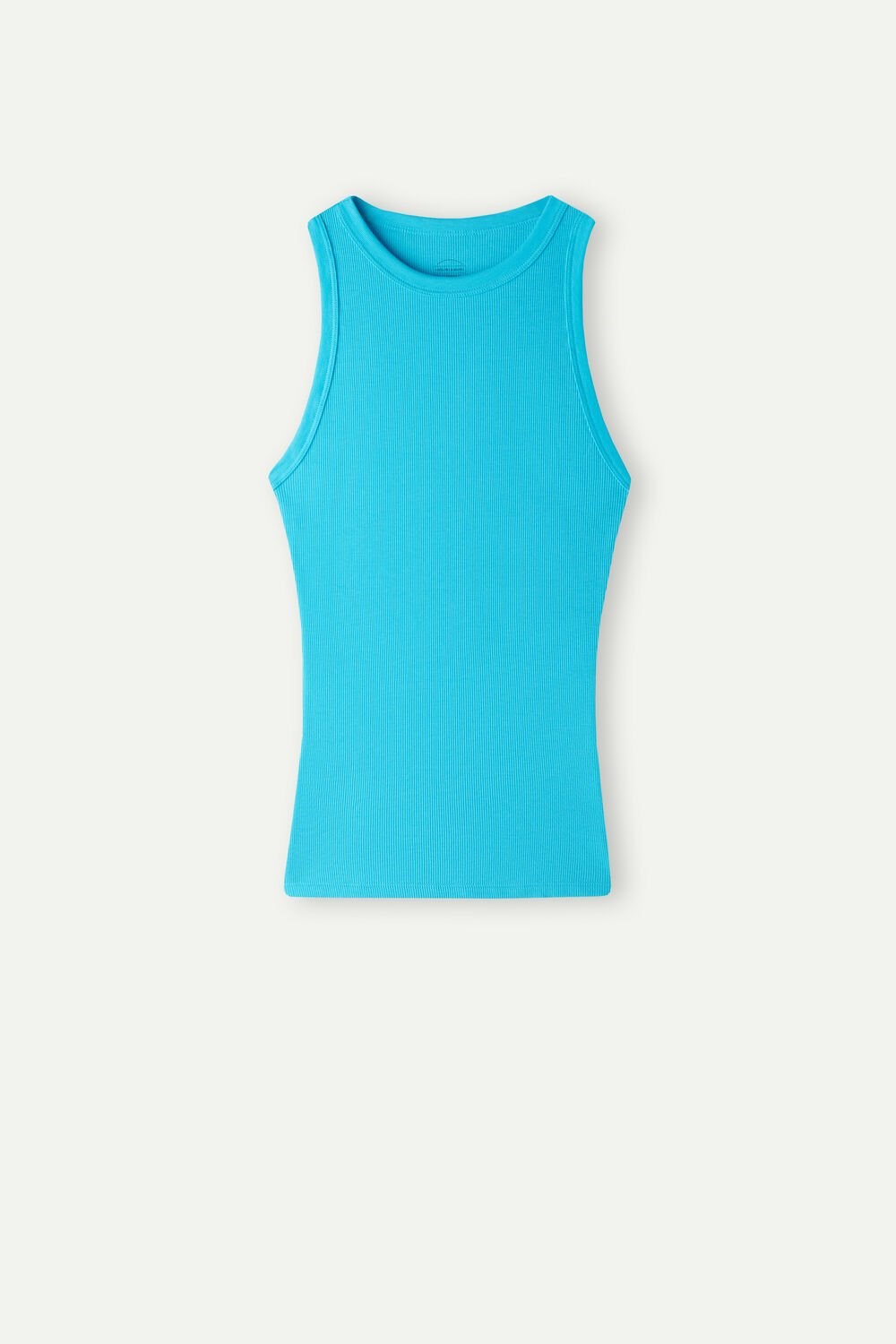 Blue - 210j - Digital Turquoise Intimissimi Ribbed Tank Top in Supima® Cotton | ZIRW-27480