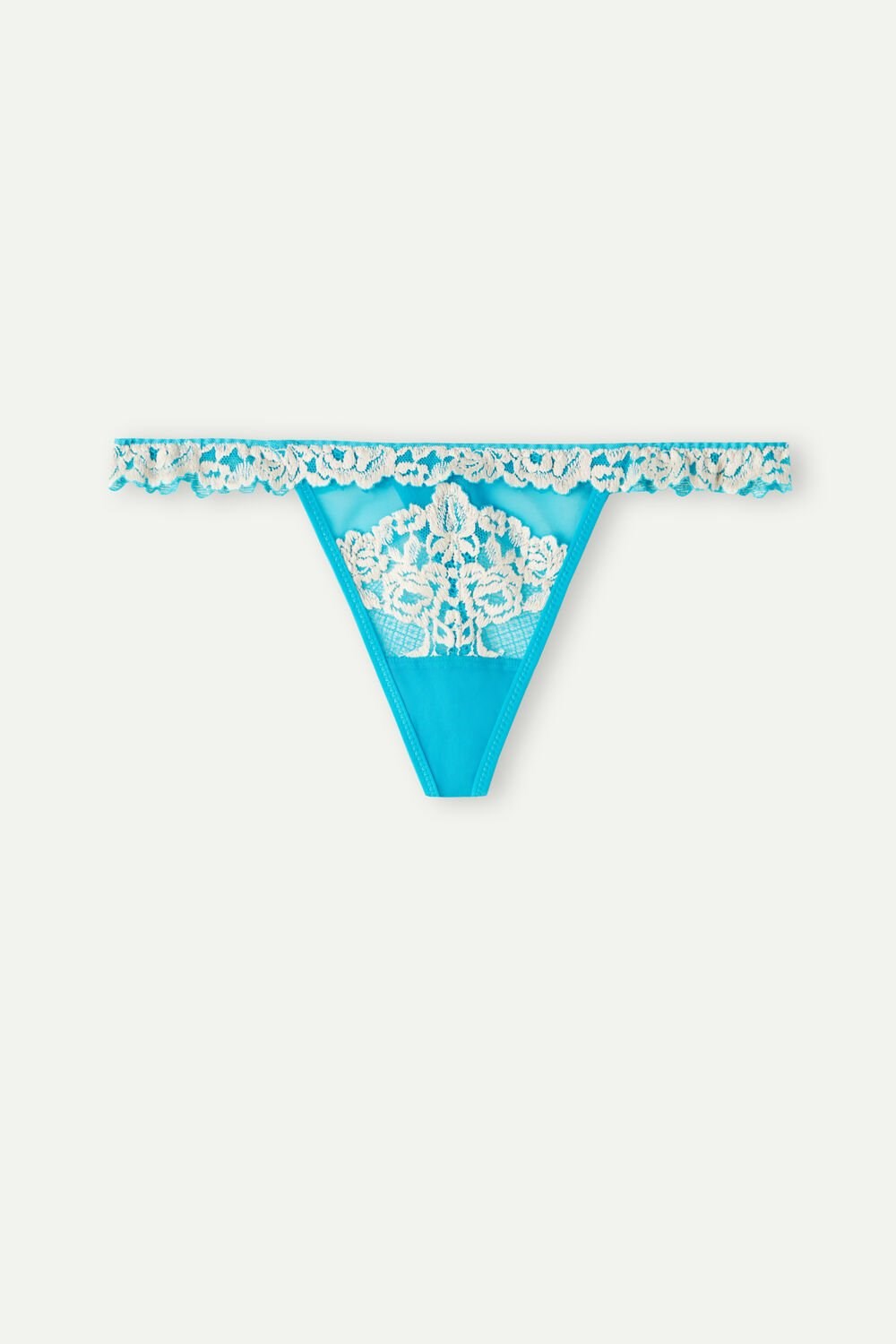 Blue - 233j - Digital Turquoise / Ivory Intimissimi Pretty Flowers String Thong | DXBA-96123